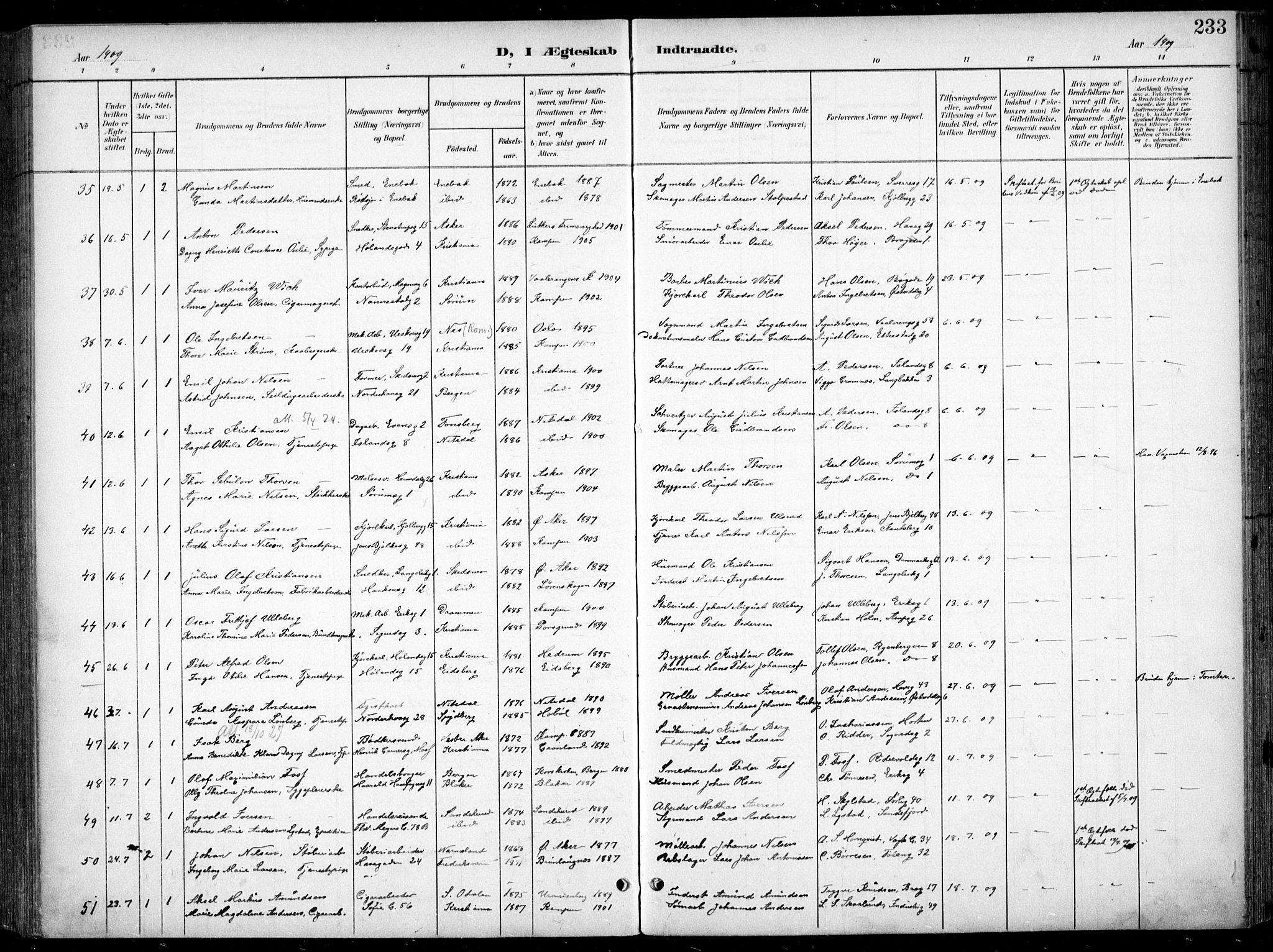 Kampen prestekontor Kirkebøker, AV/SAO-A-10853/F/Fa/L0009: Parish register (official) no. I 9, 1899-1911, p. 233