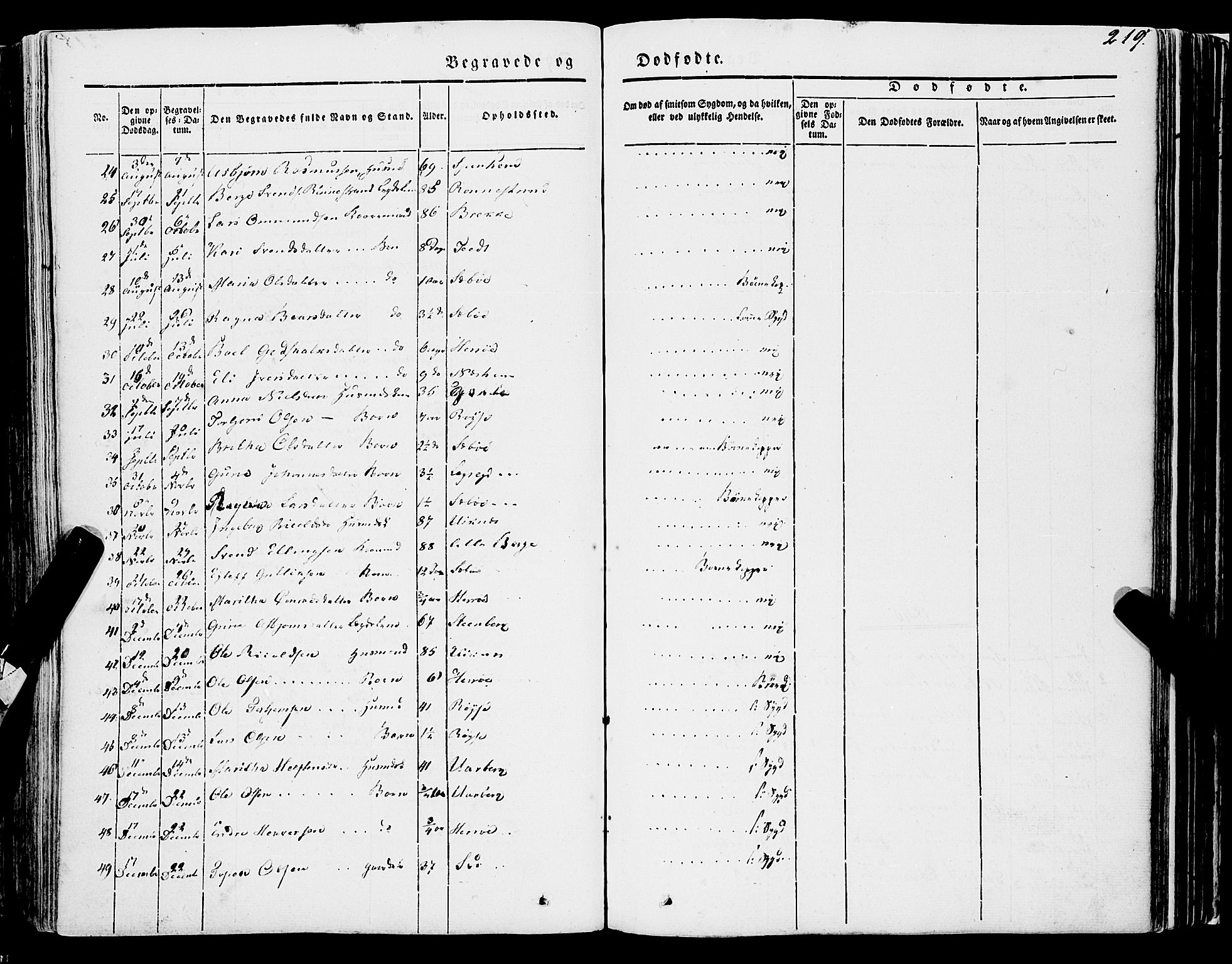 Ulvik sokneprestembete, SAB/A-78801/H/Haa: Parish register (official) no. A 12, 1839-1853, p. 219