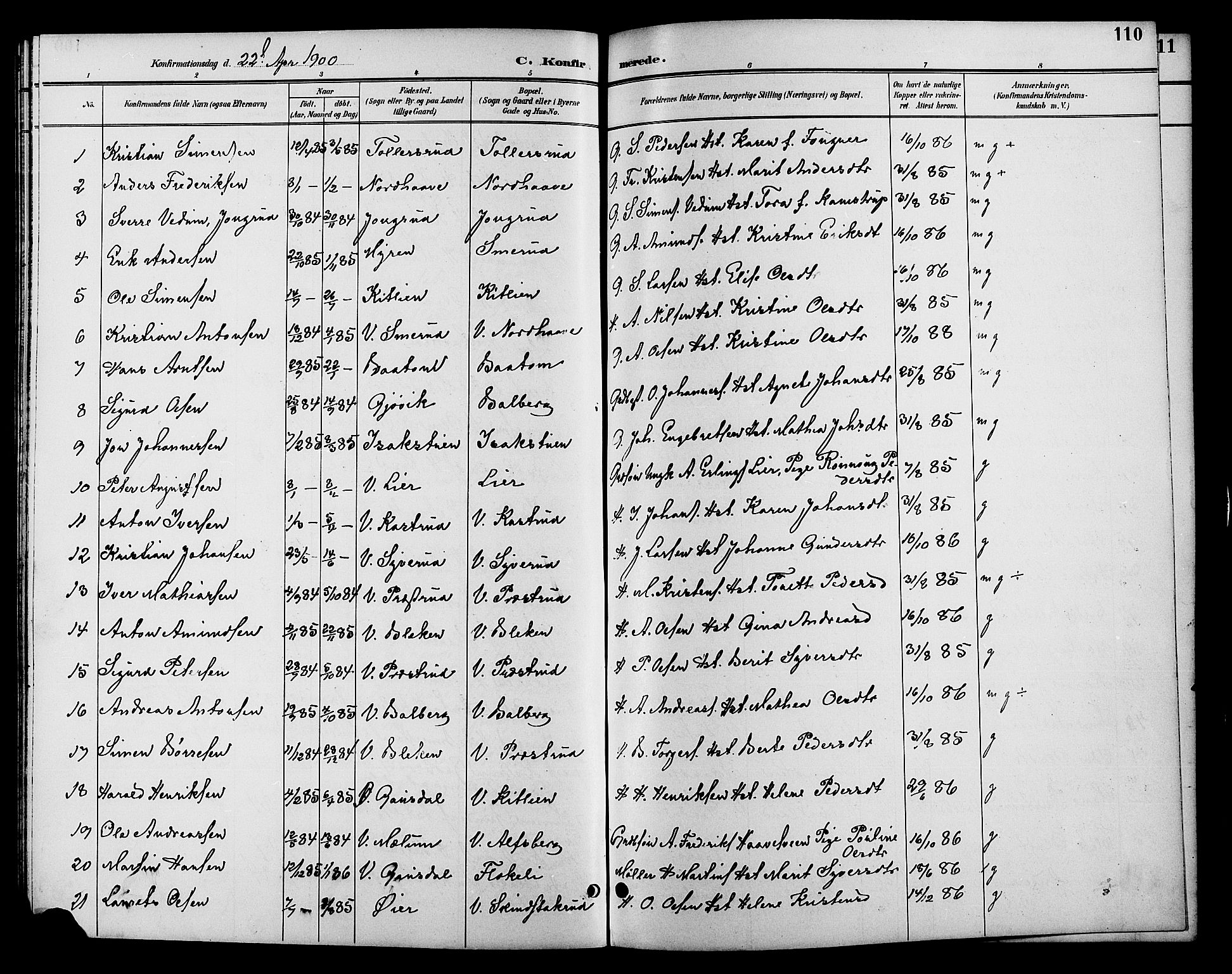 Fåberg prestekontor, AV/SAH-PREST-086/H/Ha/Hab/L0010: Parish register (copy) no. 10, 1892-1900, p. 110