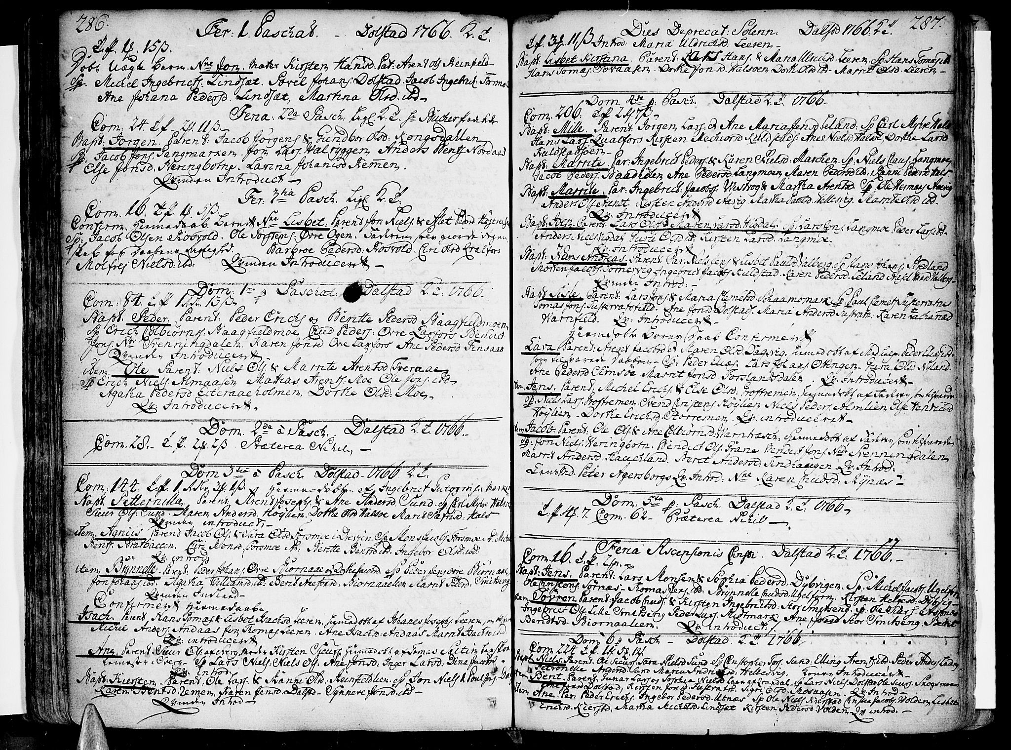 Ministerialprotokoller, klokkerbøker og fødselsregistre - Nordland, SAT/A-1459/820/L0285: Parish register (official) no. 820A06, 1753-1778, p. 286-287