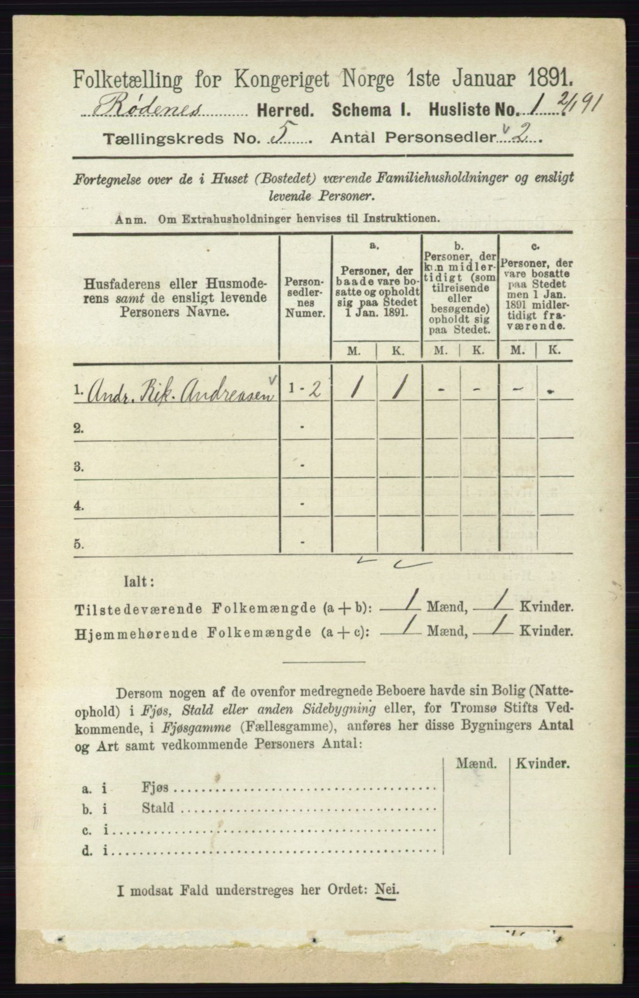 RA, 1891 census for 0120 Rødenes, 1891, p. 2042