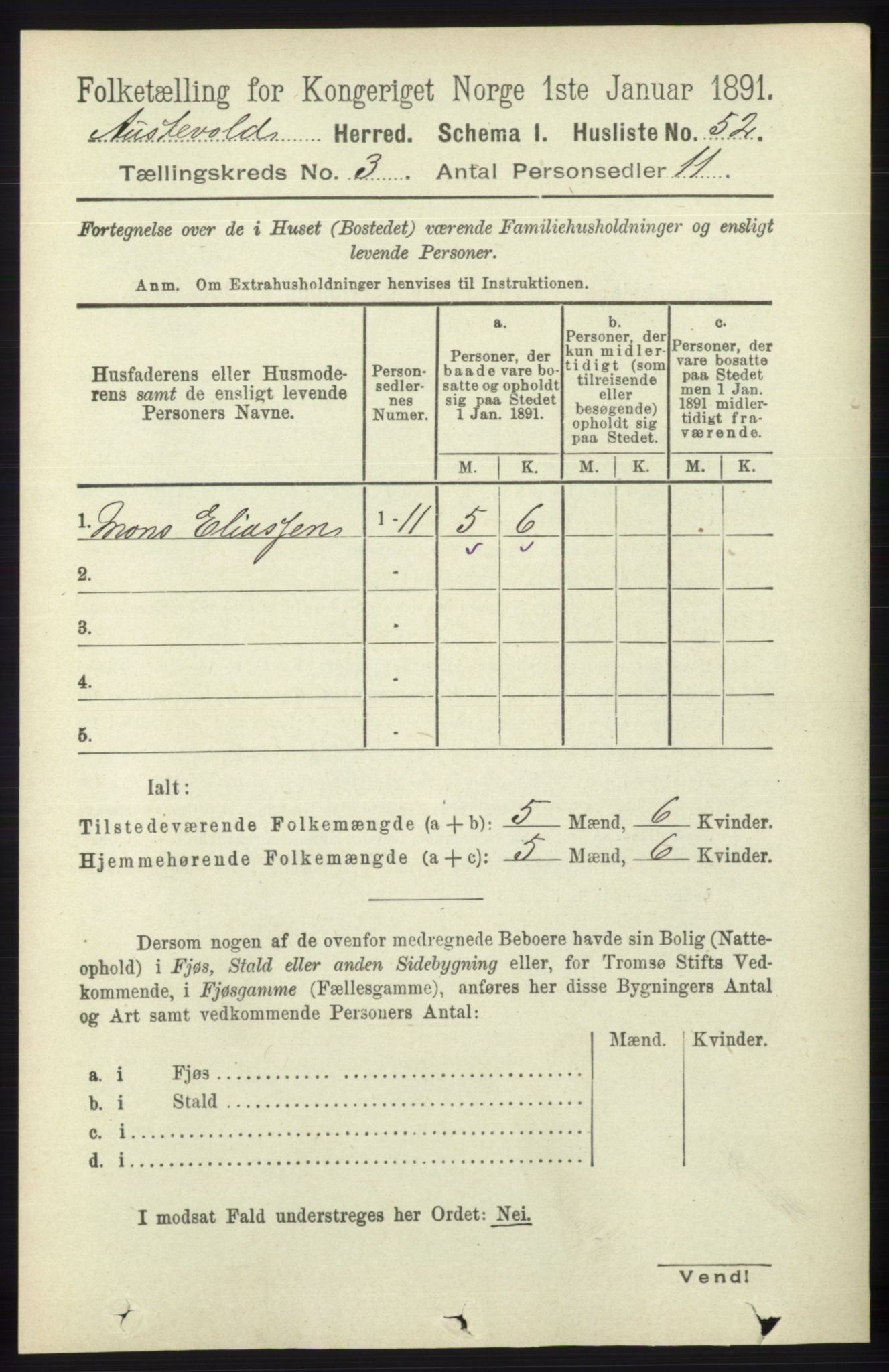 RA, 1891 census for 1244 Austevoll, 1891, p. 949