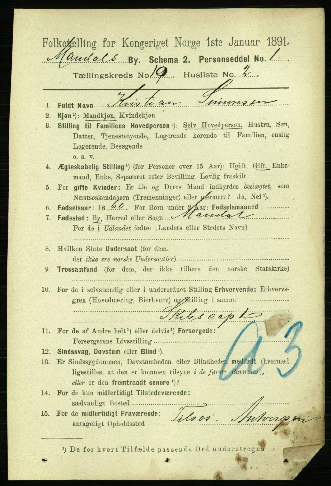 RA, 1891 census for 1002 Mandal, 1891, p. 2640