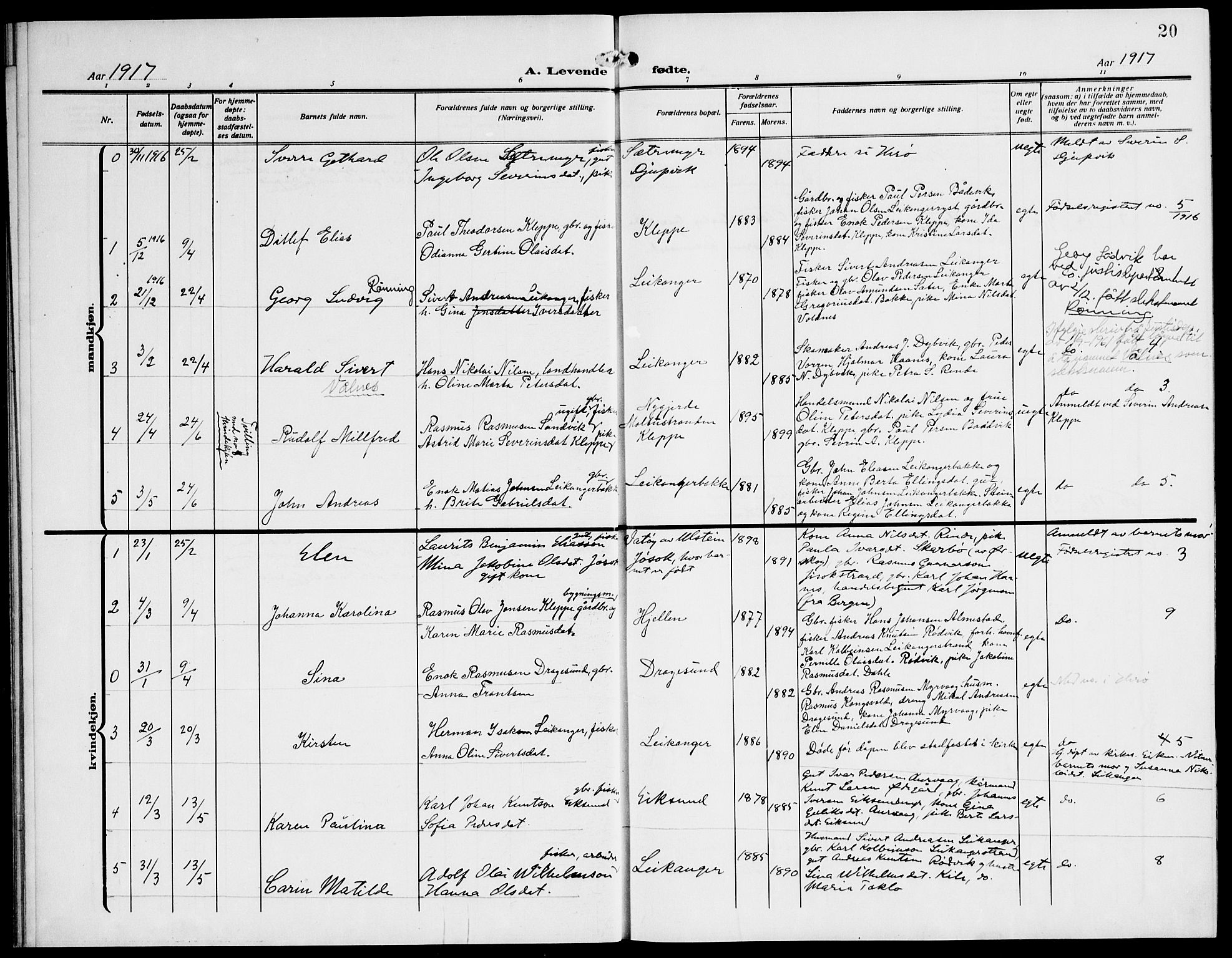 Ministerialprotokoller, klokkerbøker og fødselsregistre - Møre og Romsdal, AV/SAT-A-1454/508/L0096: Parish register (official) no. 508A03, 1911-1920, p. 20