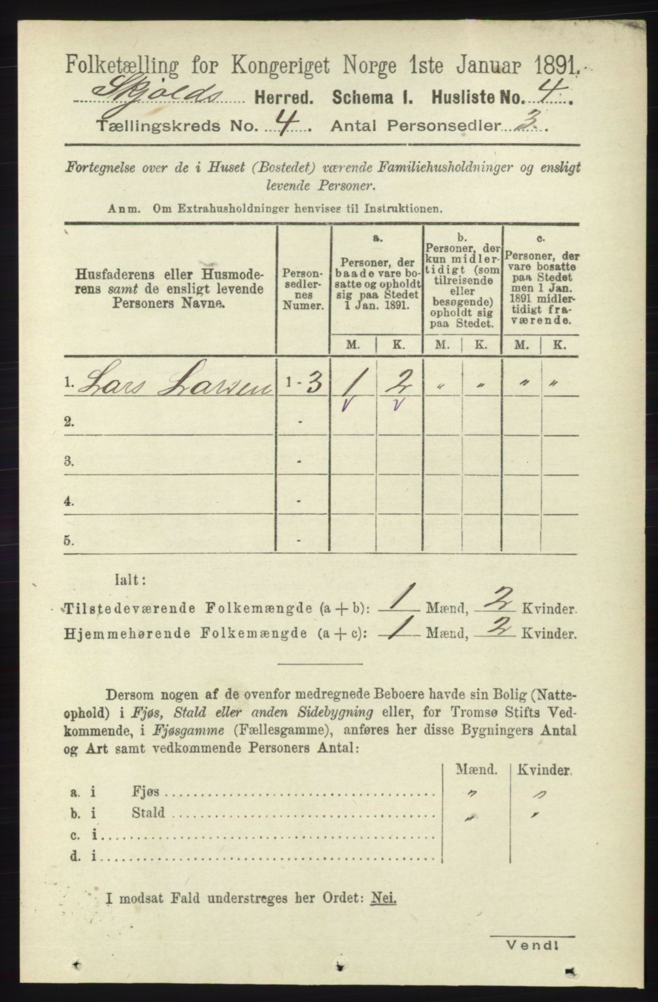 RA, 1891 census for 1154 Skjold, 1891, p. 513