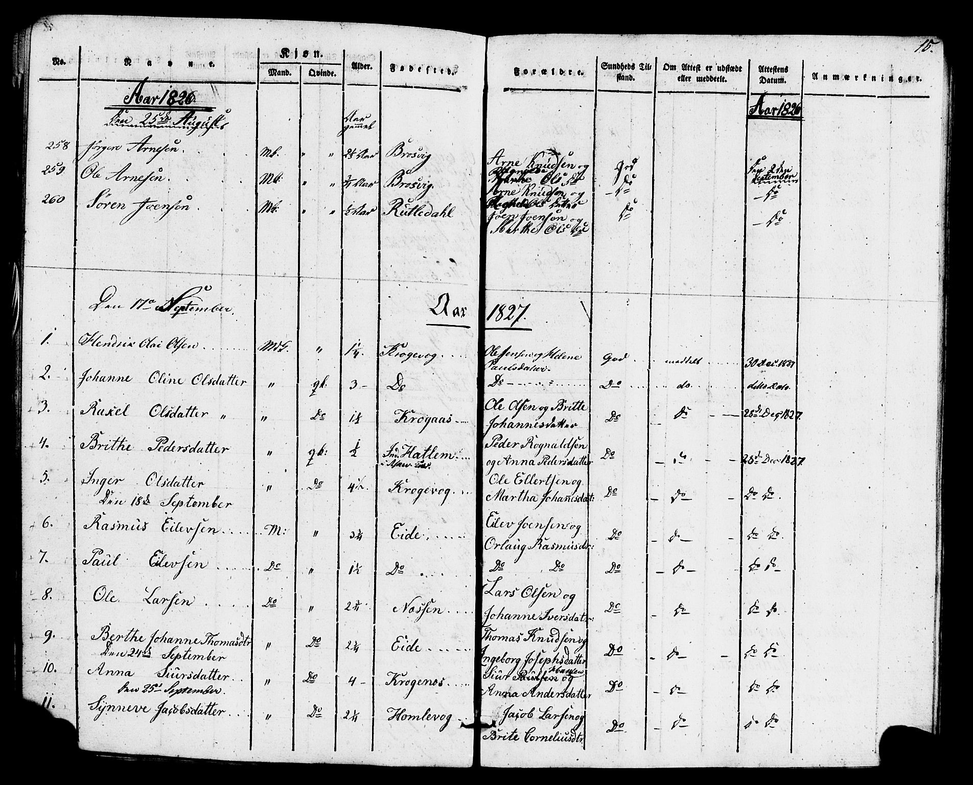 Gulen sokneprestembete, AV/SAB-A-80201/H/Haa/Haaa/L0026: Parish register (official) no. A 26, 1826-1842, p. 15