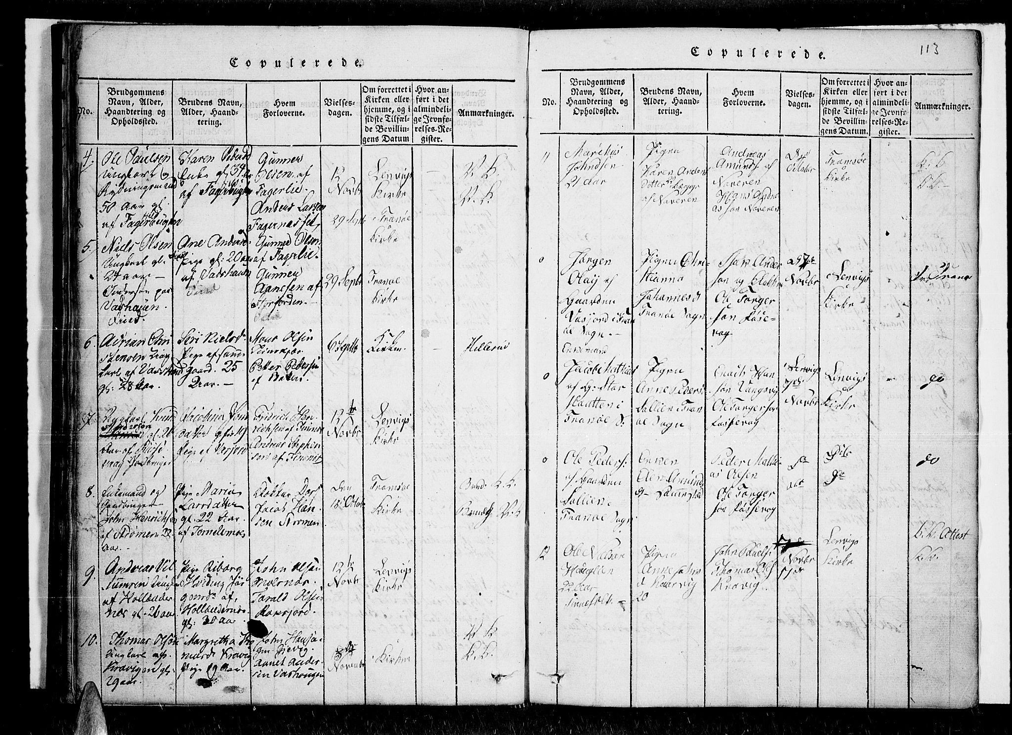 Lenvik sokneprestembete, SATØ/S-1310/H/Ha/Haa/L0003kirke: Parish register (official) no. 3, 1820-1831, p. 113