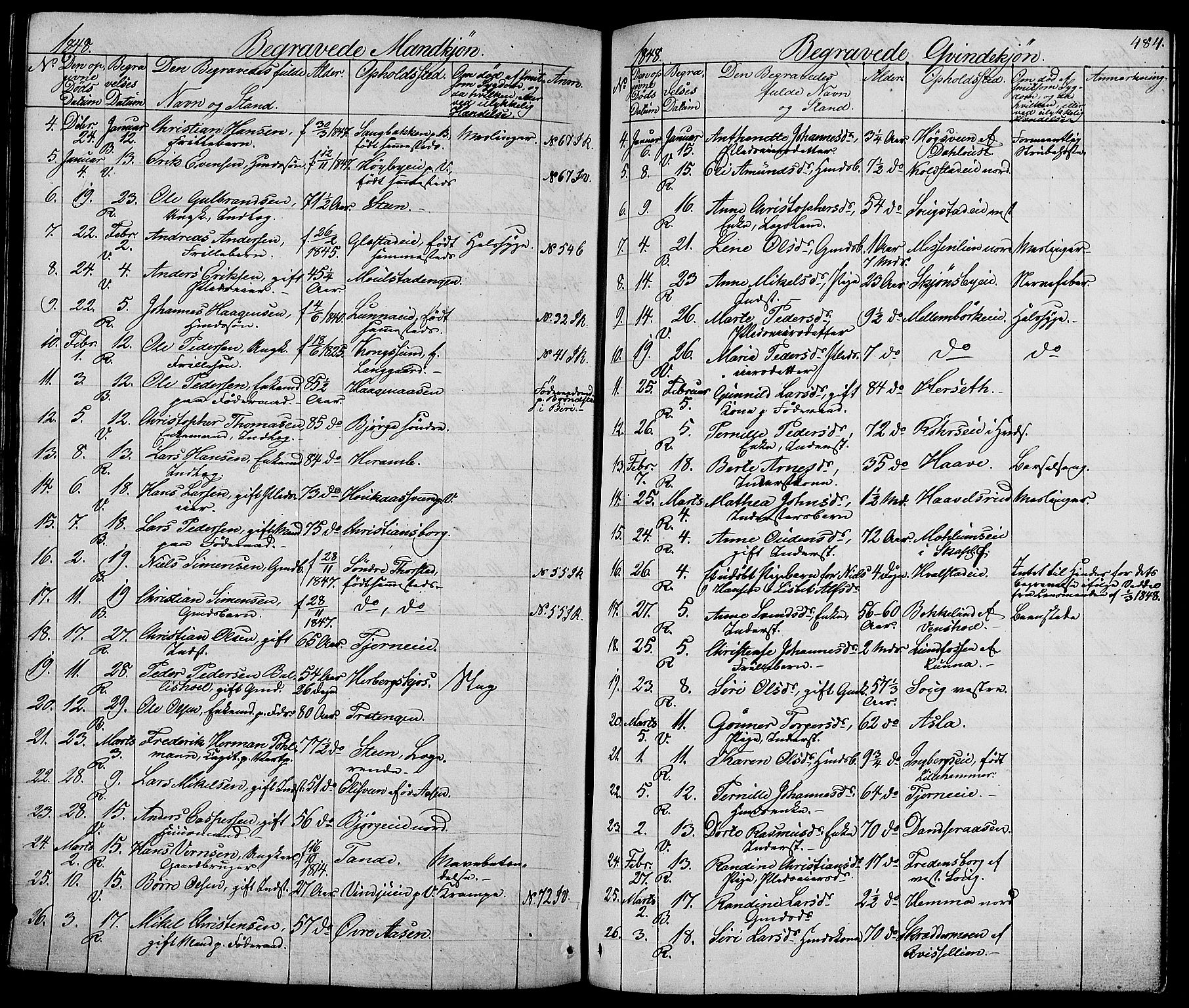 Ringsaker prestekontor, AV/SAH-PREST-014/L/La/L0005: Parish register (copy) no. 5, 1839-1850, p. 484