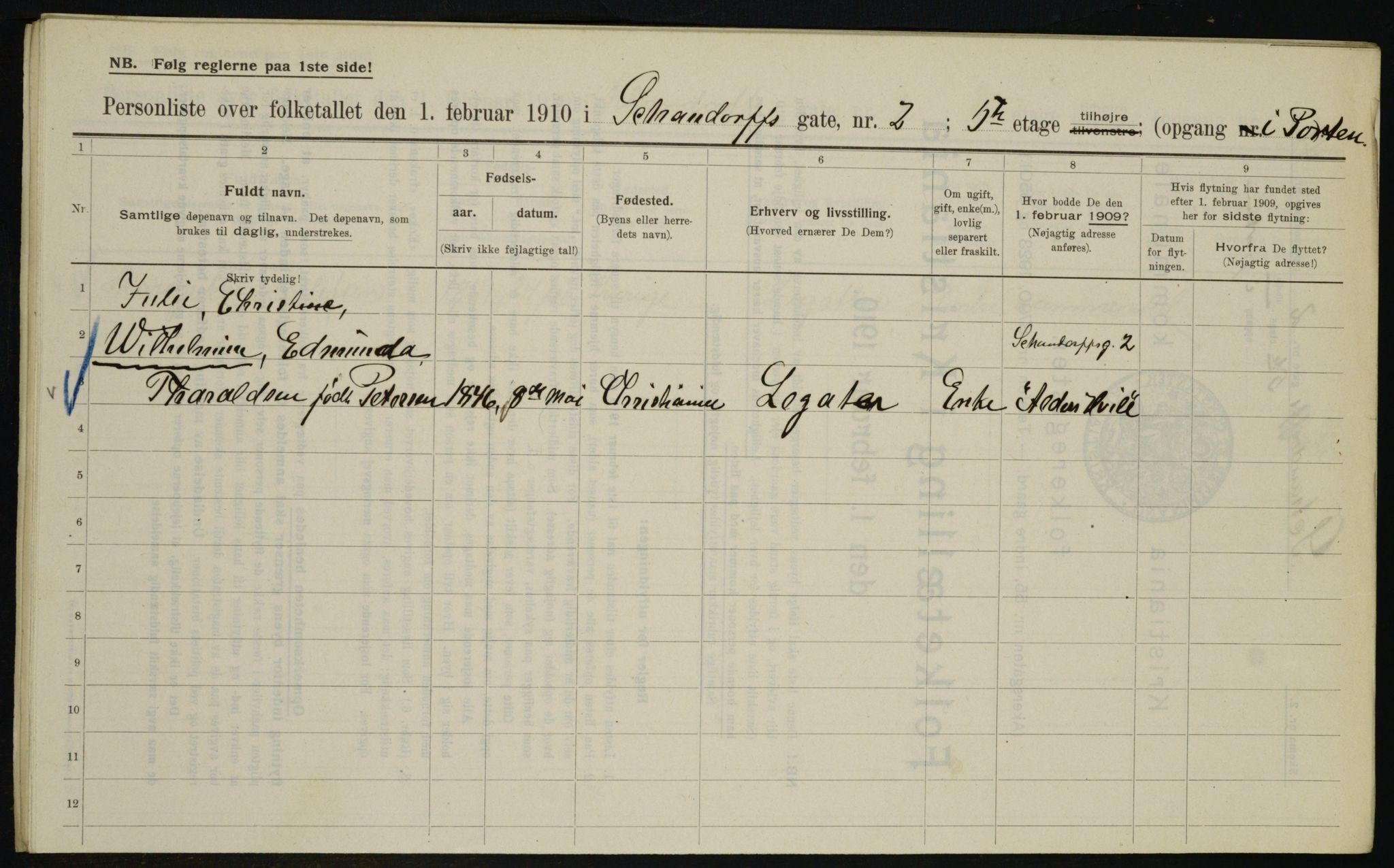 OBA, Municipal Census 1910 for Kristiania, 1910, p. 85515