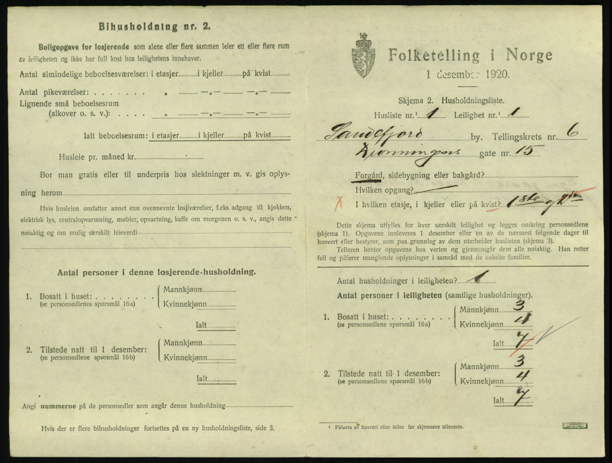 SAKO, 1920 census for Sandefjord, 1920, p. 2860