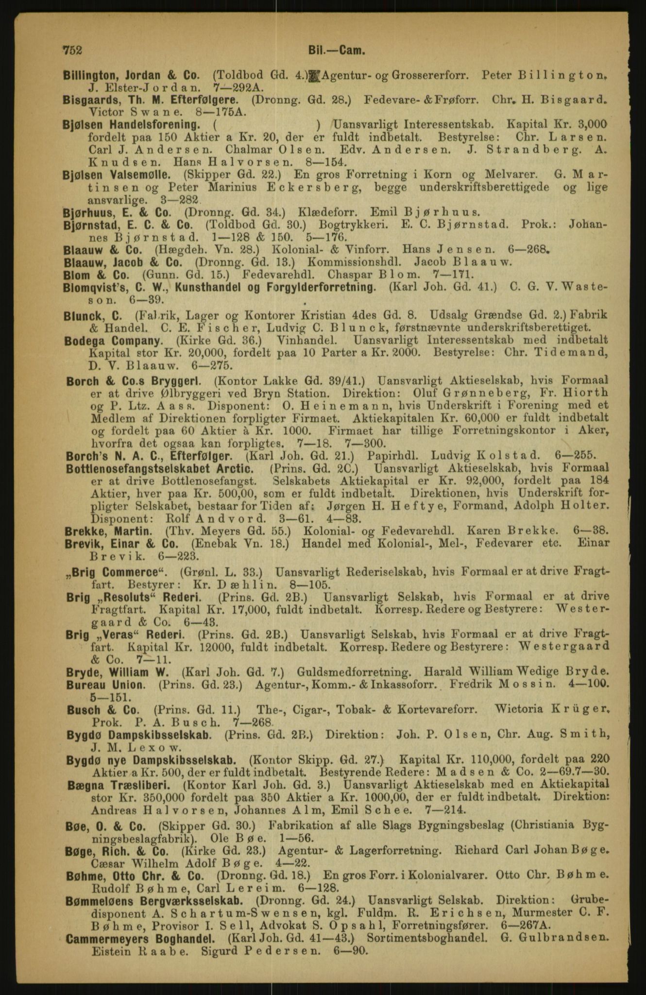 Kristiania/Oslo adressebok, PUBL/-, 1891, p. 752