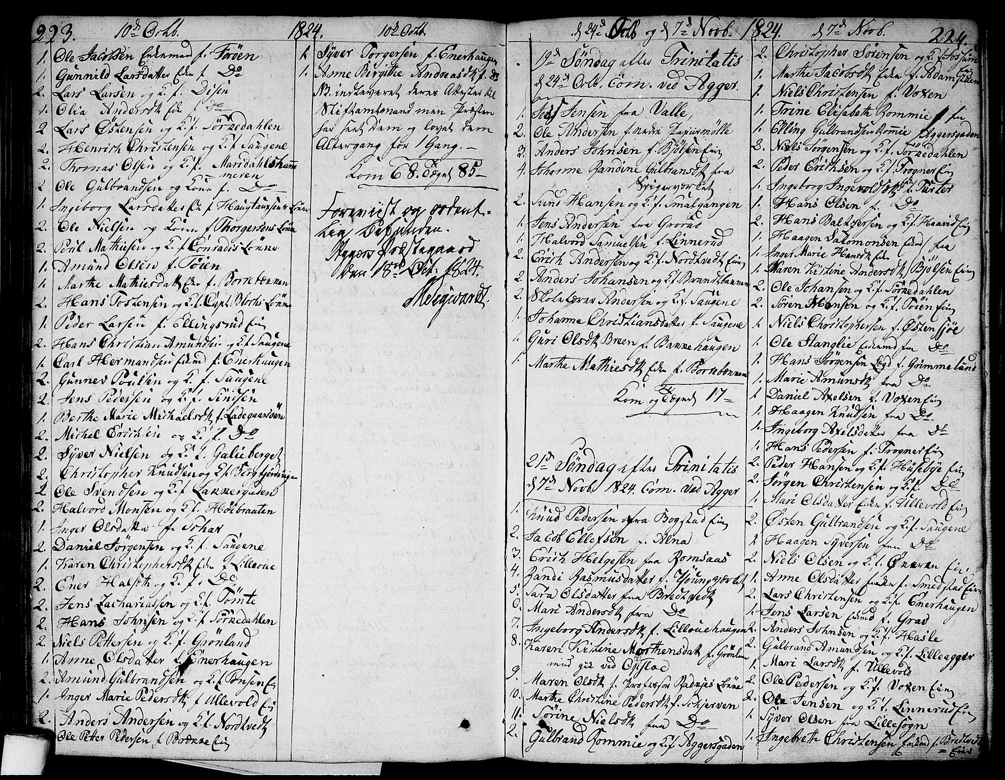 Aker prestekontor kirkebøker, AV/SAO-A-10861/G/L0003: Parish register (copy) no. 3, 1819-1836, p. 223-224