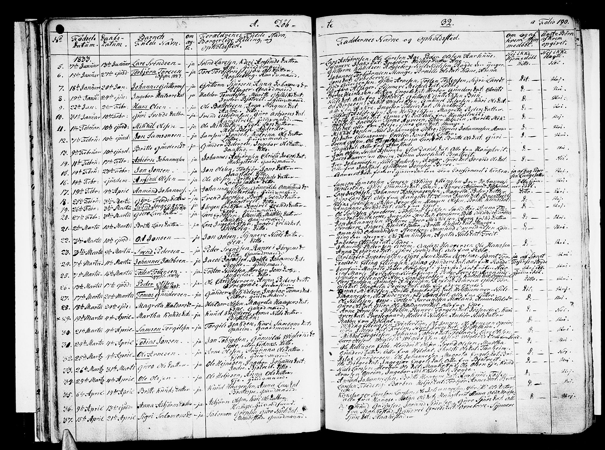 Ullensvang sokneprestembete, AV/SAB-A-78701/H/Haa: Parish register (official) no. A 10, 1825-1853, p. 32