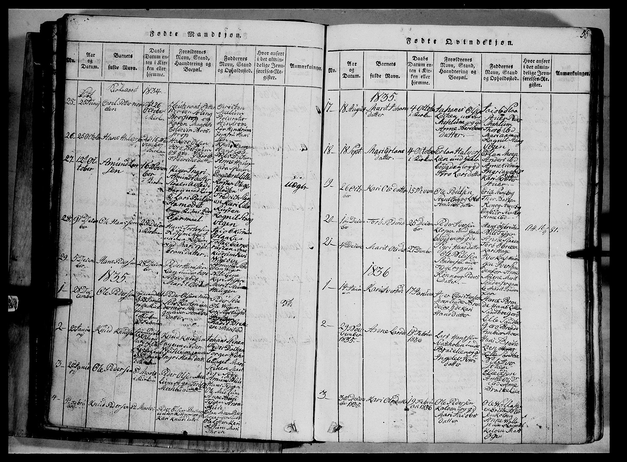 Fron prestekontor, SAH/PREST-078/H/Ha/Hab/L0002: Parish register (copy) no. 2, 1816-1850, p. 50