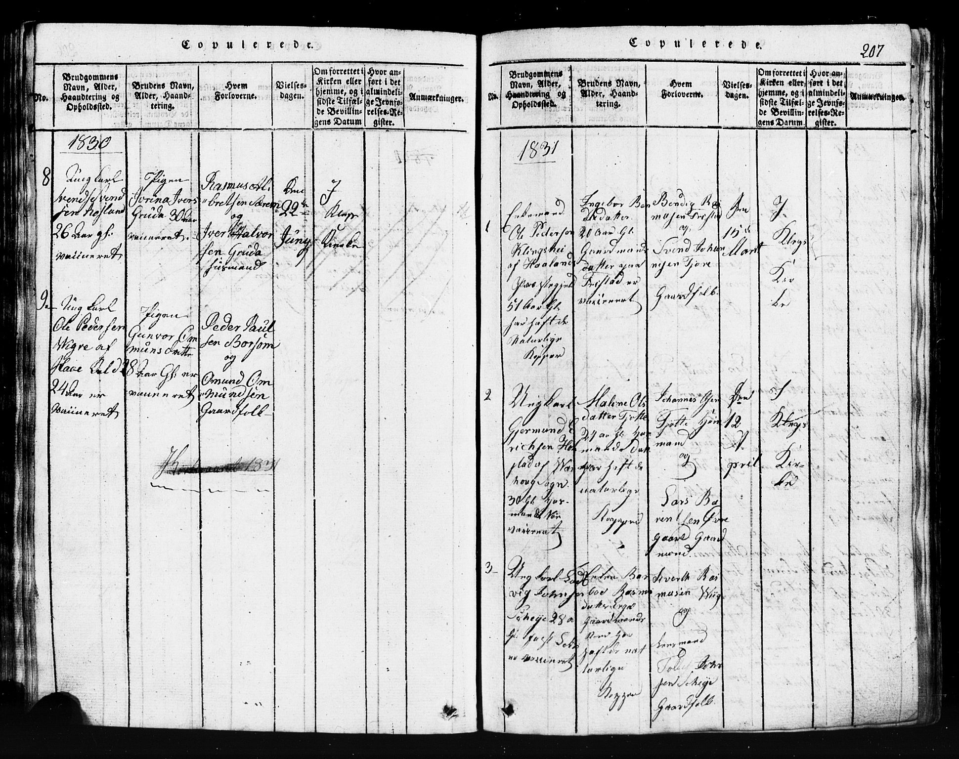 Klepp sokneprestkontor, AV/SAST-A-101803/001/3/30BB/L0001: Parish register (copy) no.  B 1, 1816-1859, p. 207