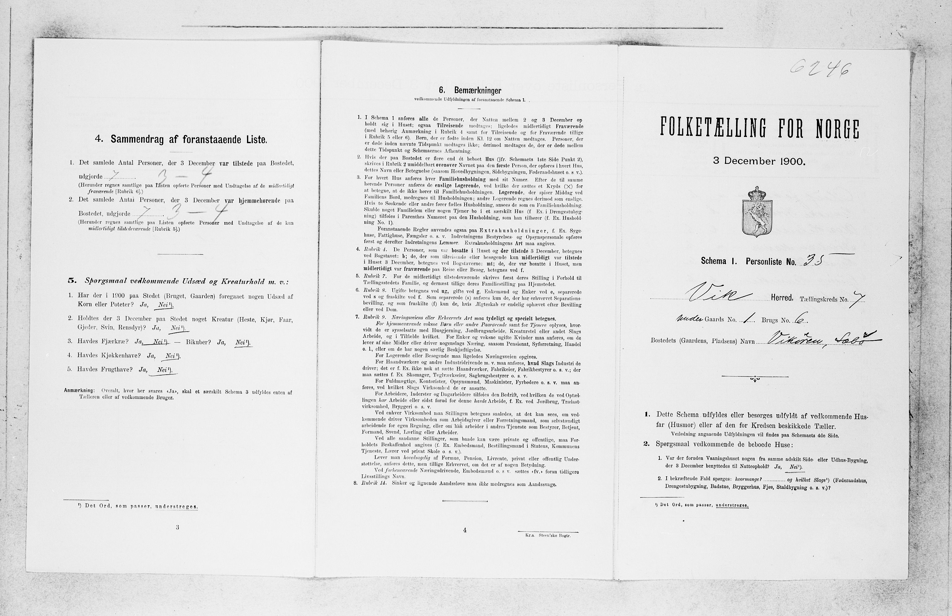 SAB, 1900 census for Vik, 1900, p. 723