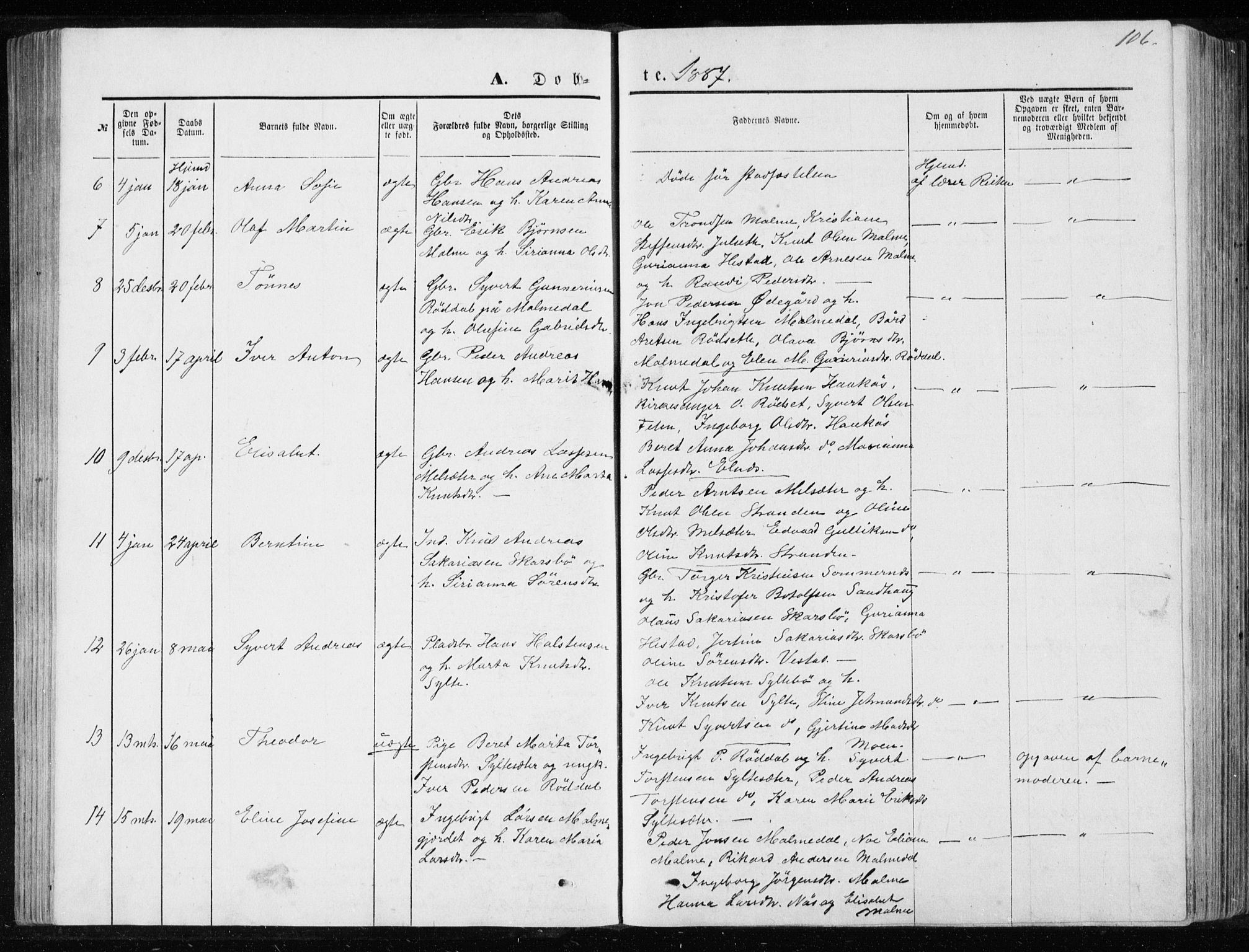 Ministerialprotokoller, klokkerbøker og fødselsregistre - Møre og Romsdal, AV/SAT-A-1454/565/L0754: Parish register (copy) no. 565C03, 1870-1896, p. 106