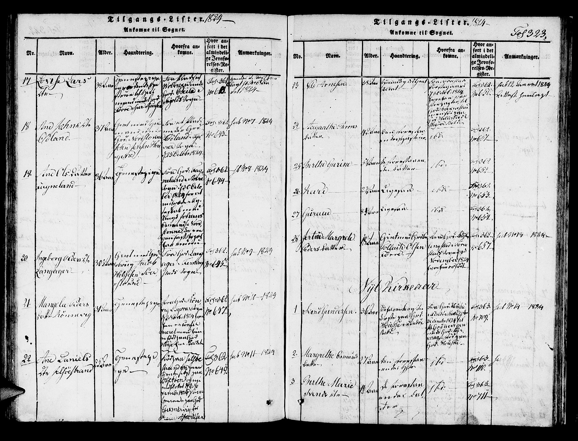 Avaldsnes sokneprestkontor, AV/SAST-A -101851/H/Ha/Haa/L0004: Parish register (official) no. A 4, 1816-1825, p. 323