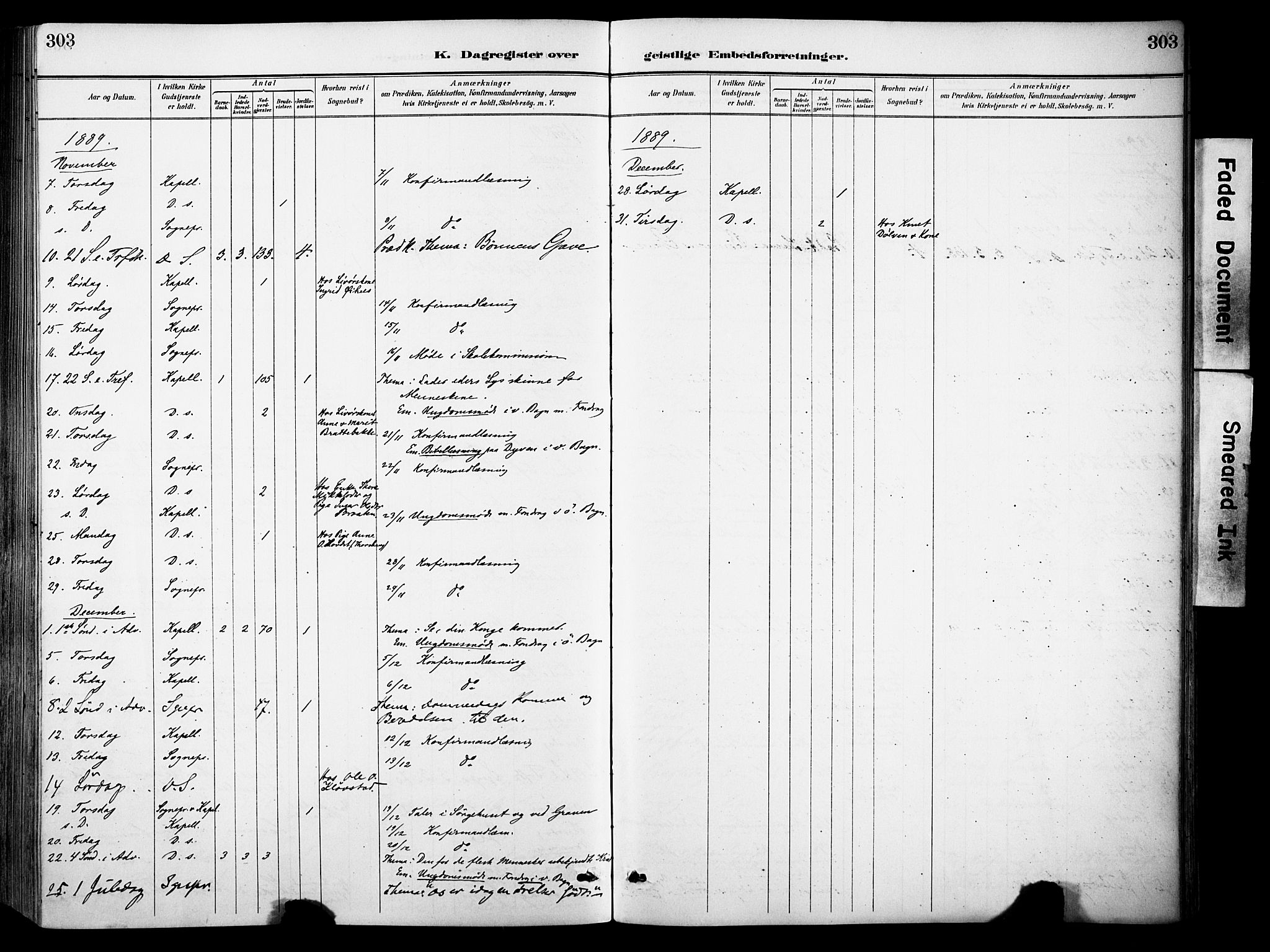 Sør-Aurdal prestekontor, SAH/PREST-128/H/Ha/Haa/L0009: Parish register (official) no. 9, 1886-1906, p. 303