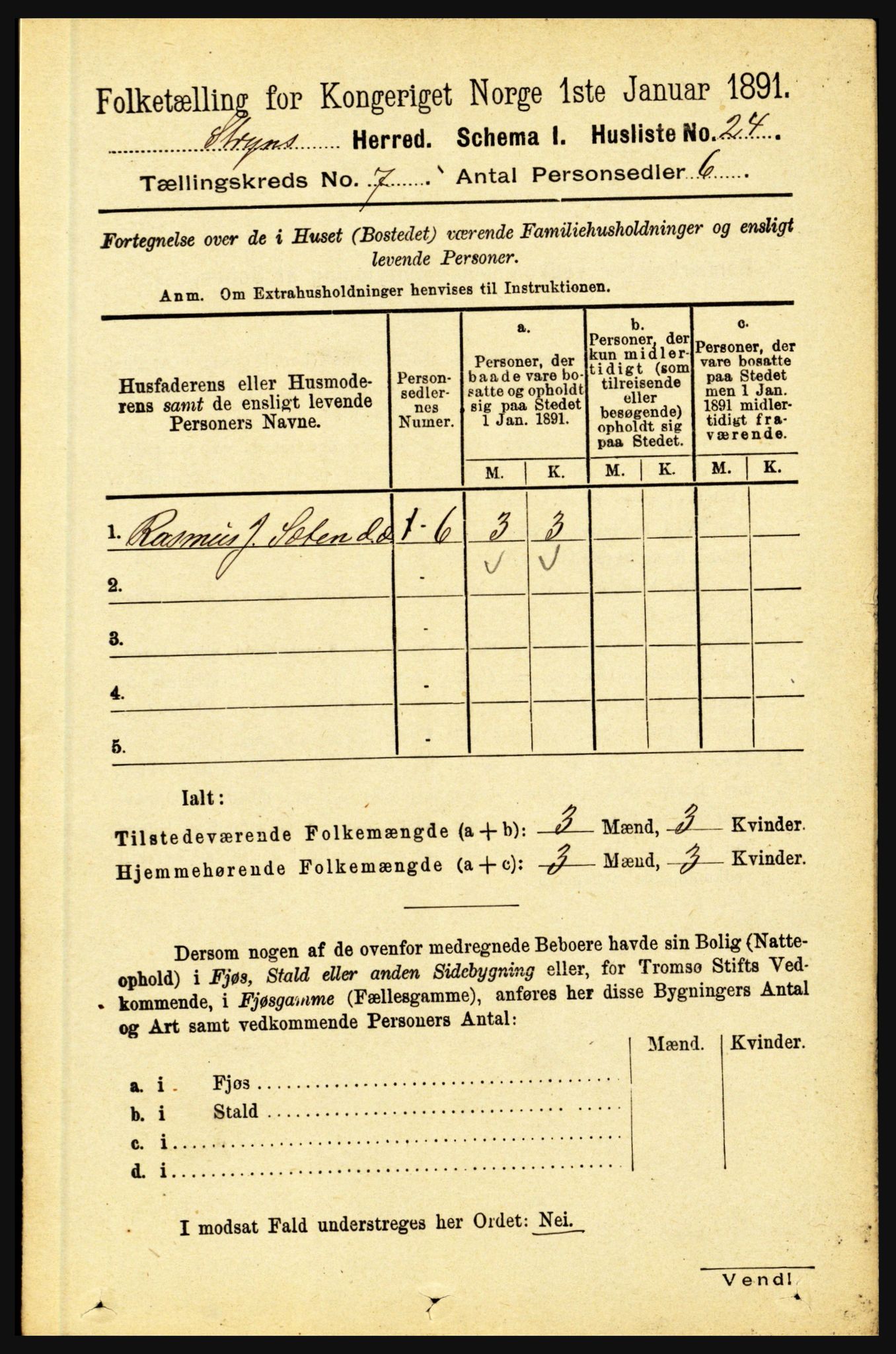 RA, 1891 census for 1448 Stryn, 1891, p. 2796