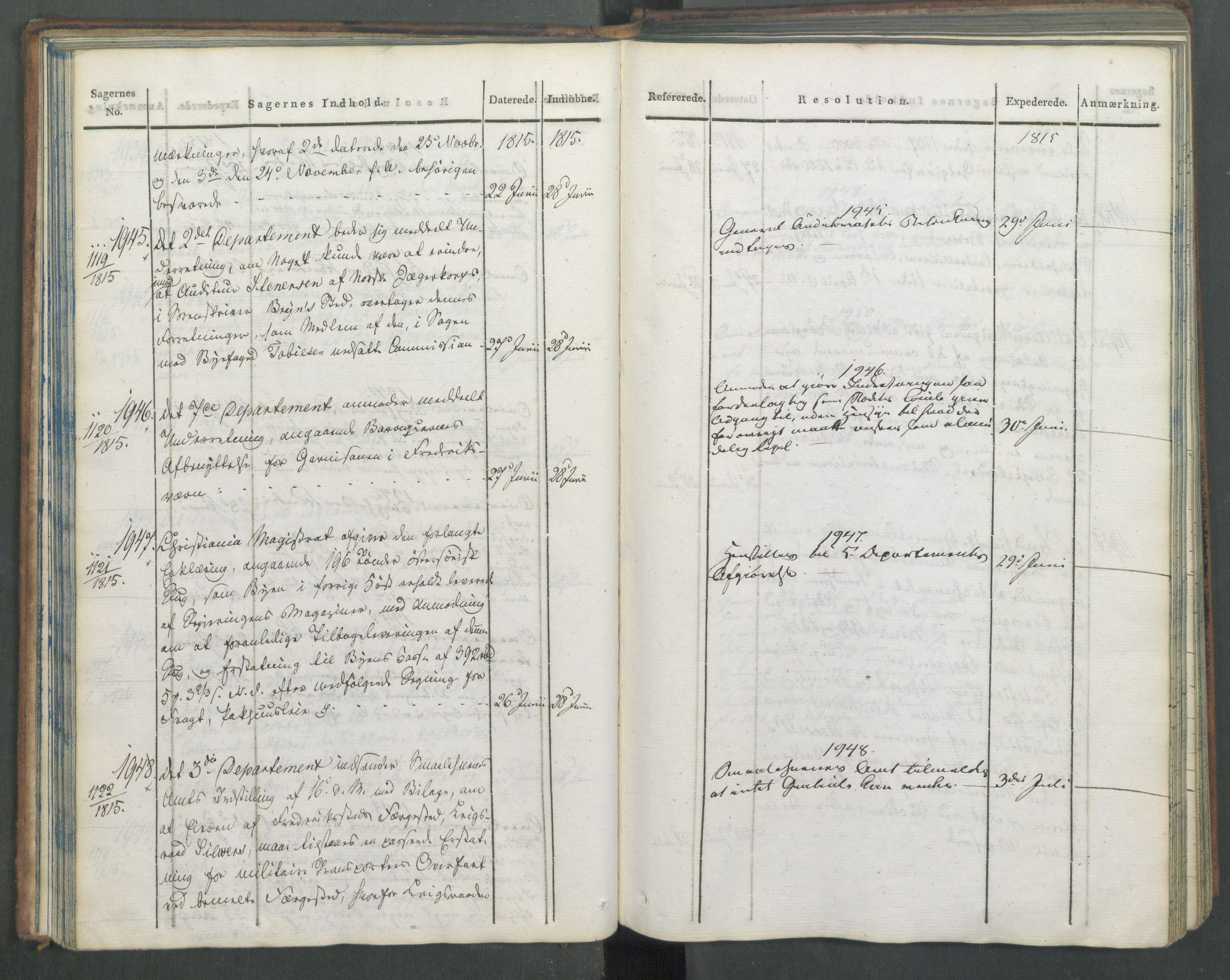 Armédepartementet, AV/RA-RAFA-3493/C/Ca/L0005: 6. Departements Journal, 1815