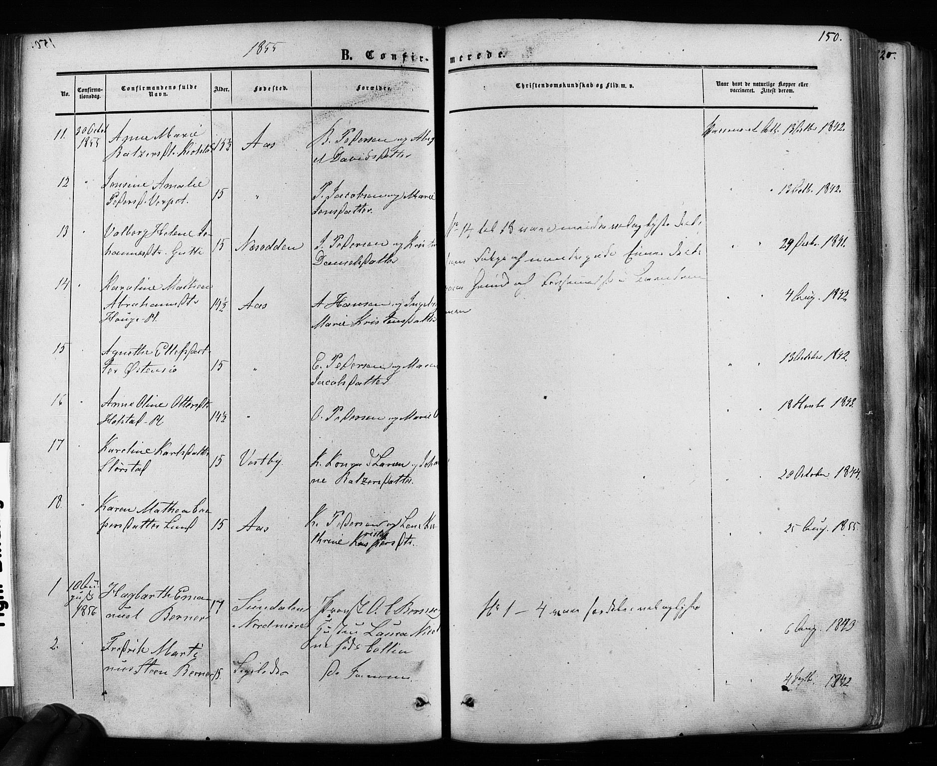 Ås prestekontor Kirkebøker, AV/SAO-A-10894/F/Fa/L0007: Parish register (official) no. I 7, 1854-1870, p. 150