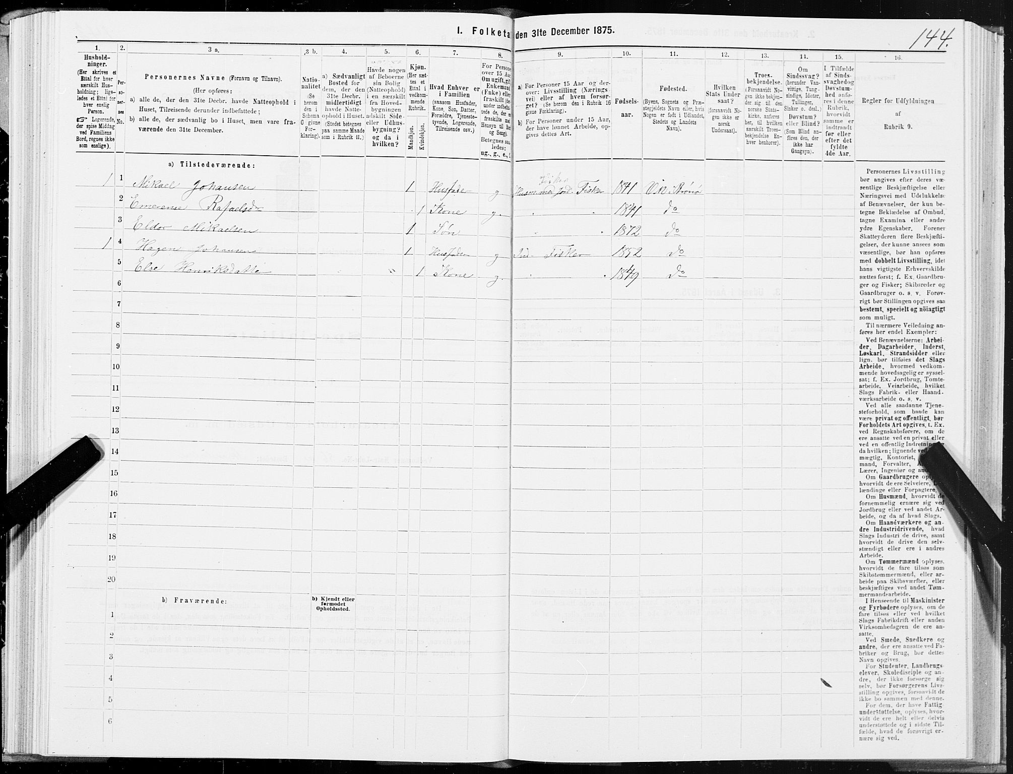 SAT, 1875 census for 1814P Brønnøy, 1875, p. 1144
