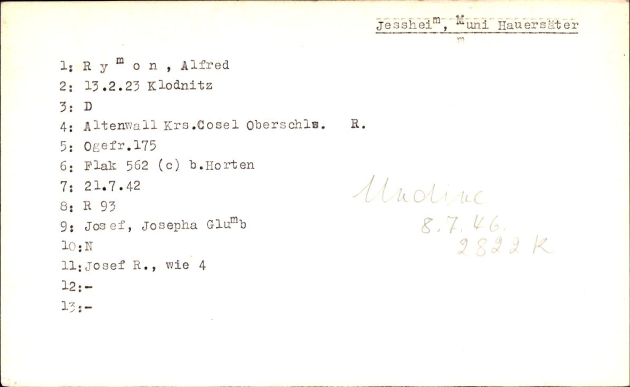 Hjemsendte tyskere , RA/RAFA-6487/D/Db/L0023: Rosenthal-Schmick, 1945-1947, p. 349