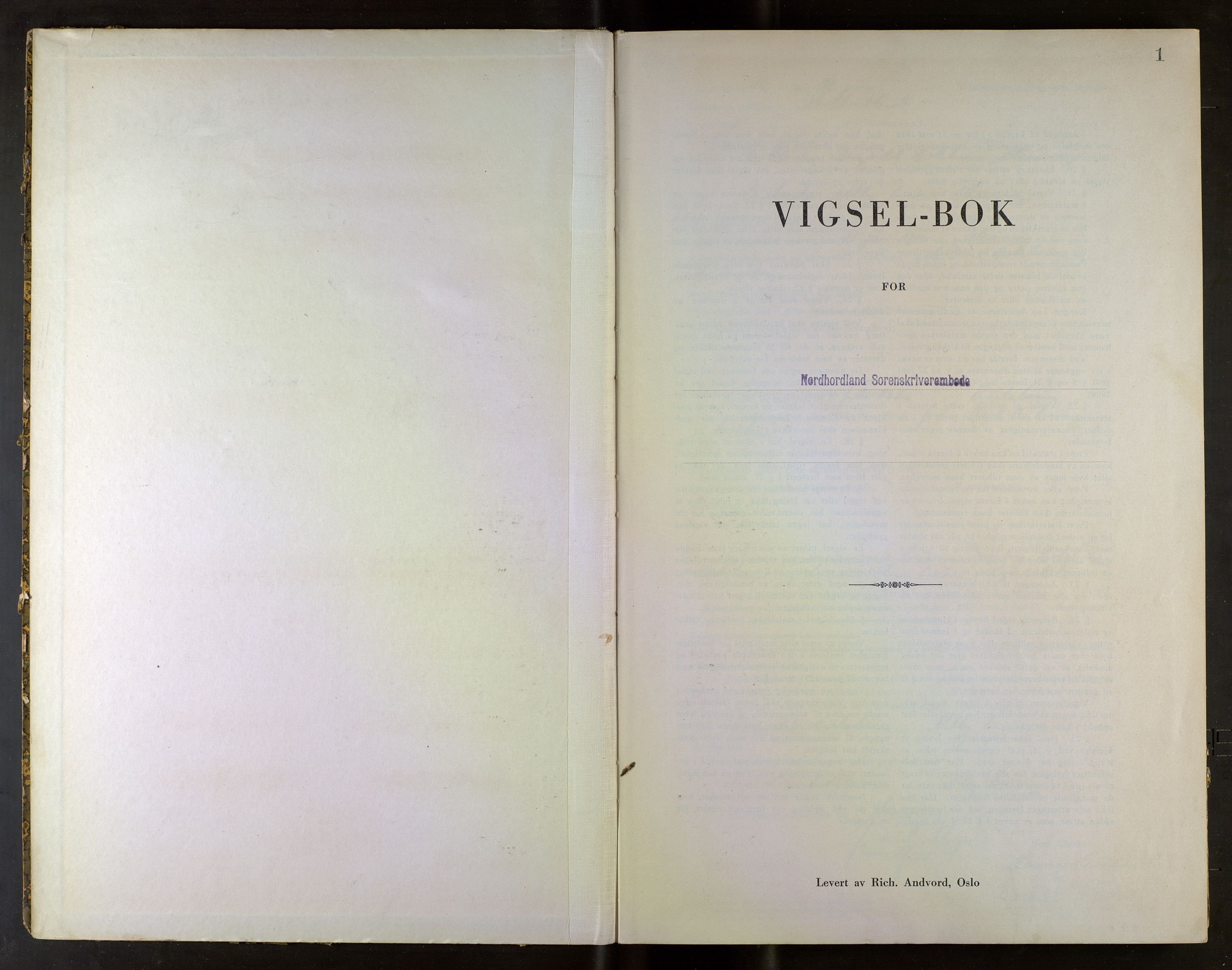 Nordhordland sorenskrivar, SAB/A-2901/1/M/Mb/Mba/L0002: Vigselbøker, 1942-1943, p. 1