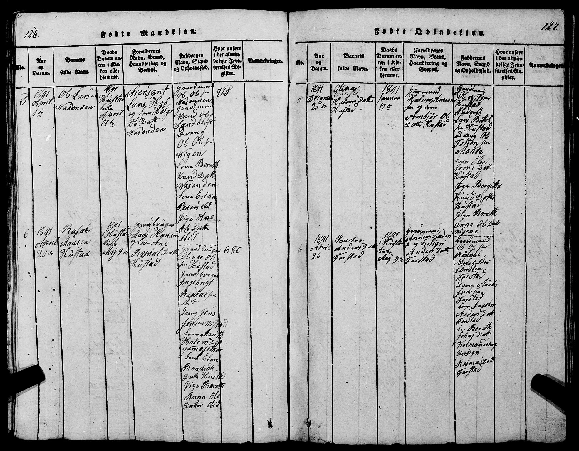 Ministerialprotokoller, klokkerbøker og fødselsregistre - Møre og Romsdal, SAT/A-1454/567/L0781: Parish register (copy) no. 567C01, 1818-1845, p. 126-127