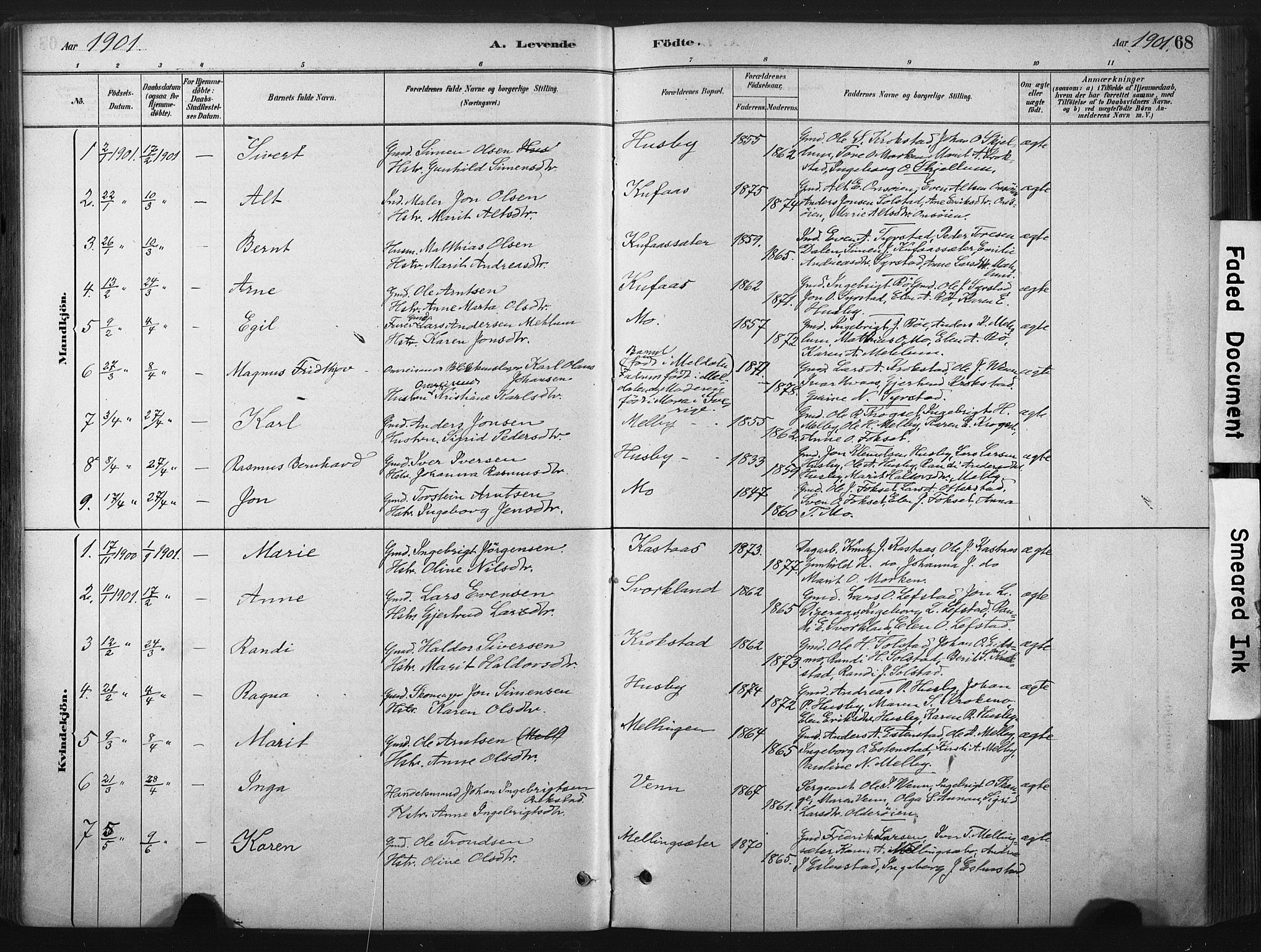 Ministerialprotokoller, klokkerbøker og fødselsregistre - Sør-Trøndelag, SAT/A-1456/667/L0795: Parish register (official) no. 667A03, 1879-1907, p. 68