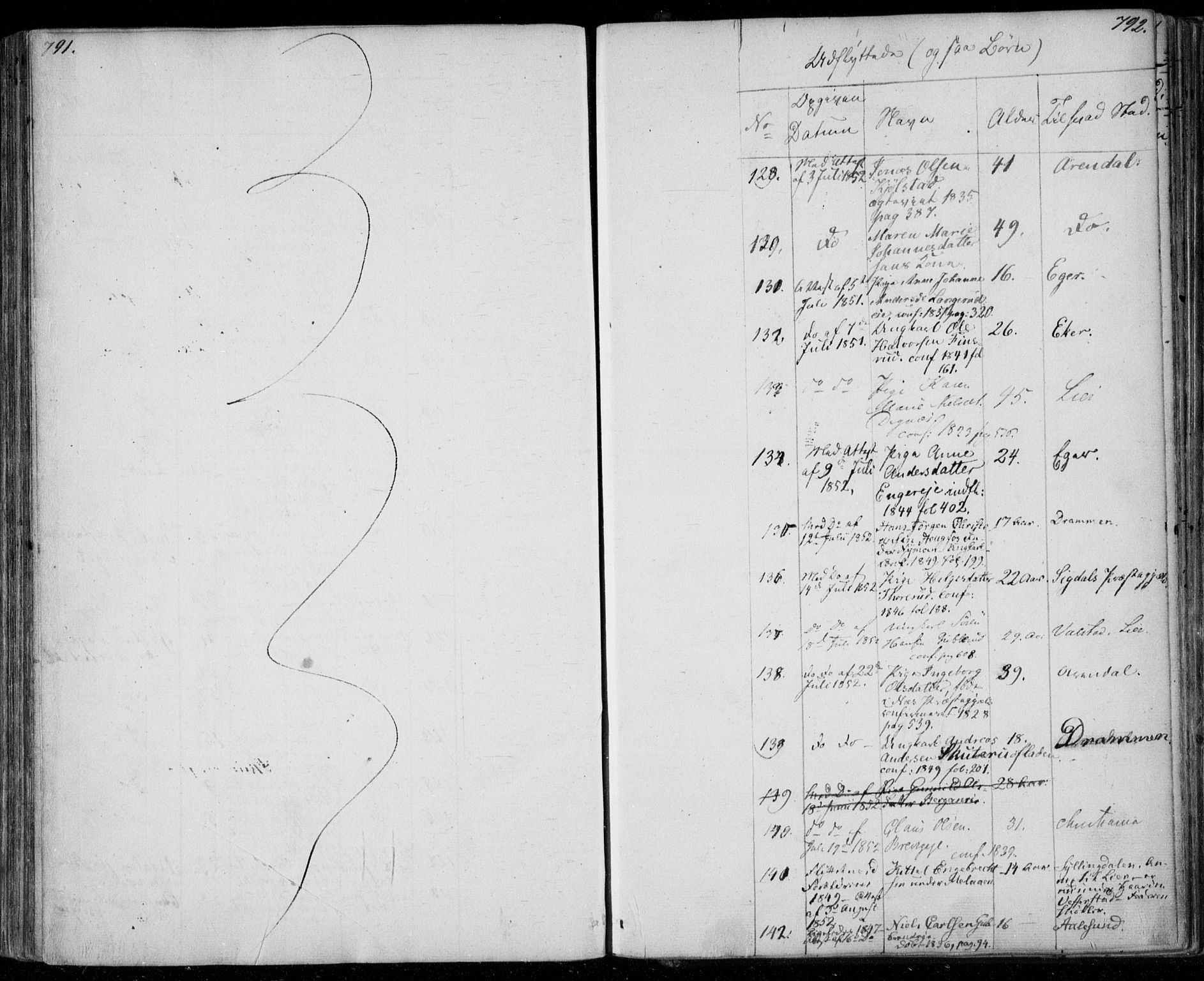 Modum kirkebøker, AV/SAKO-A-234/F/Fa/L0008: Parish register (official) no. 8, 1851-1859, p. 791-792