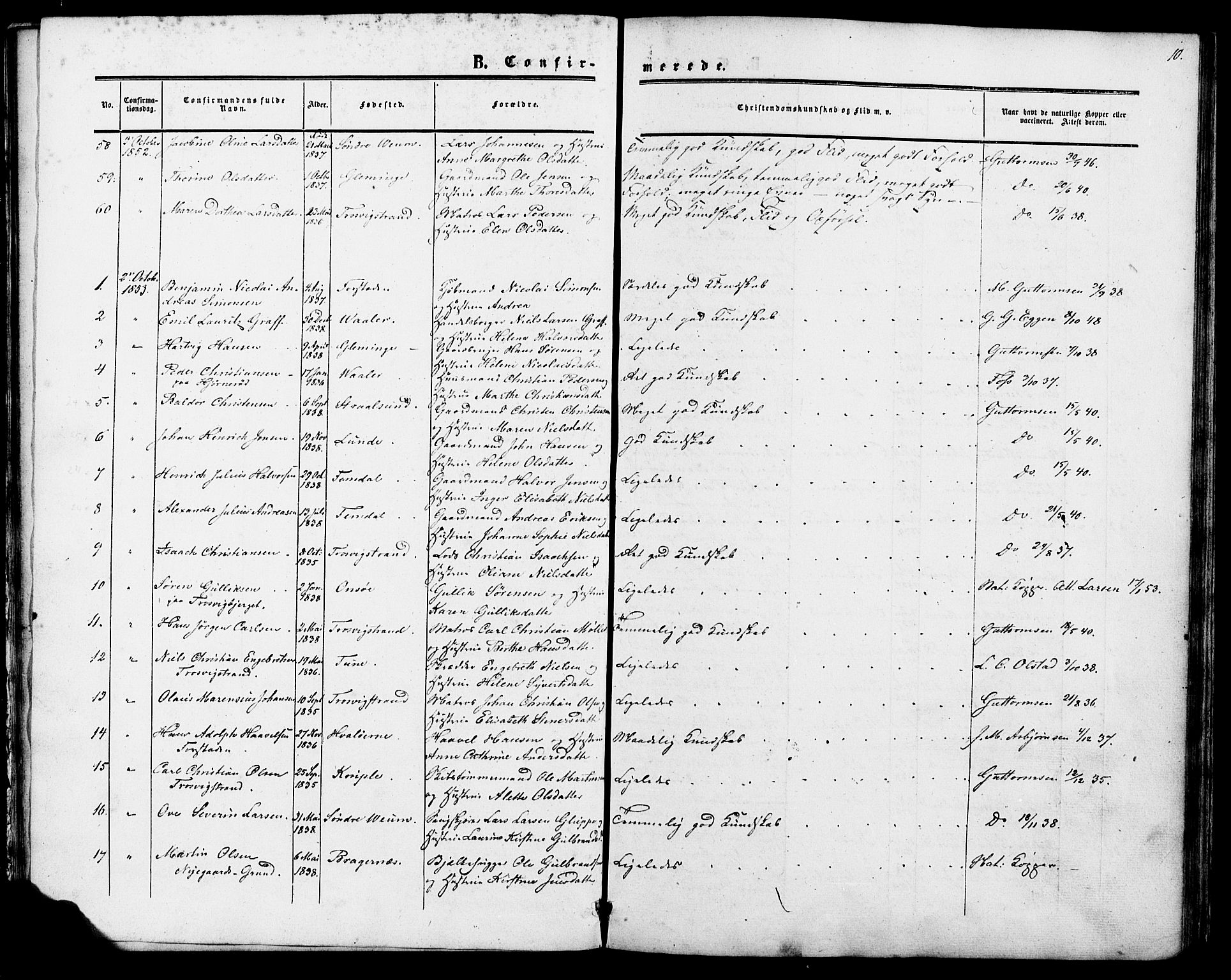 Glemmen prestekontor Kirkebøker, SAO/A-10908/F/Fa/L0006: Parish register (official) no. 6, 1849-1865, p. 10