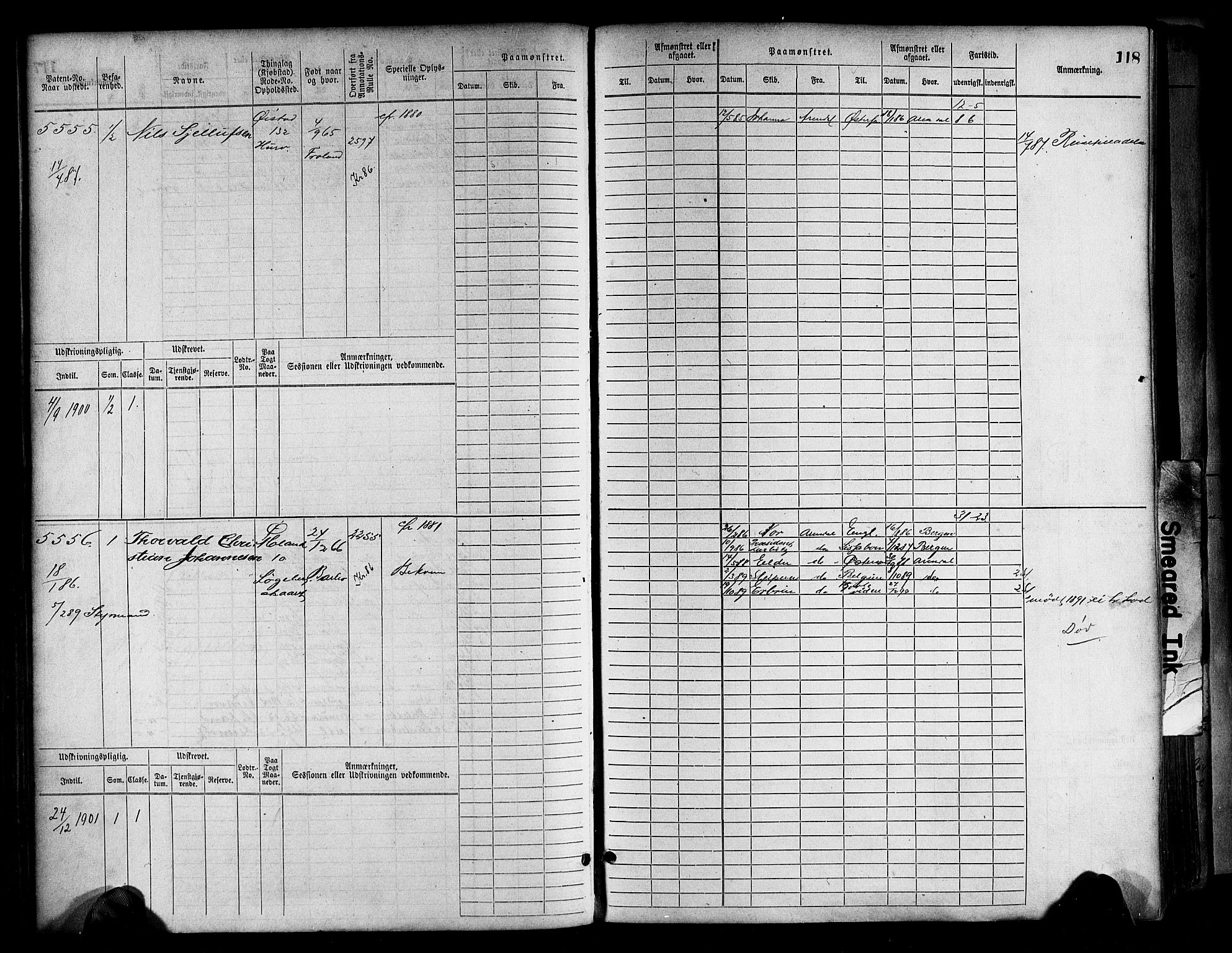 Arendal mønstringskrets, AV/SAK-2031-0012/F/Fb/L0017: Hovedrulle A nr 5323-6076, S-15, 1884-1892, p. 118