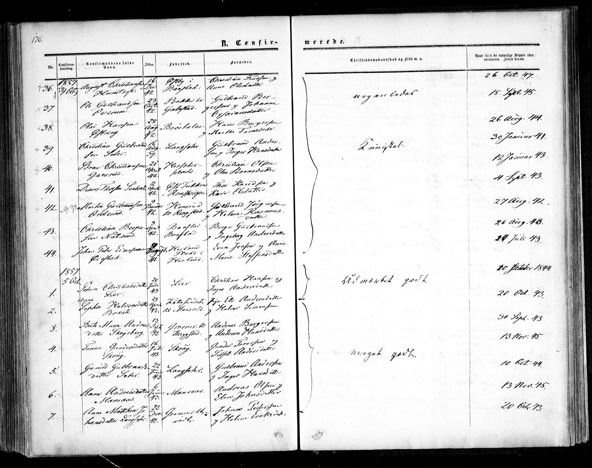 Trøgstad prestekontor Kirkebøker, SAO/A-10925/F/Fa/L0008.a: Parish register (official) no. I 8A, 1855-1864, p. 176