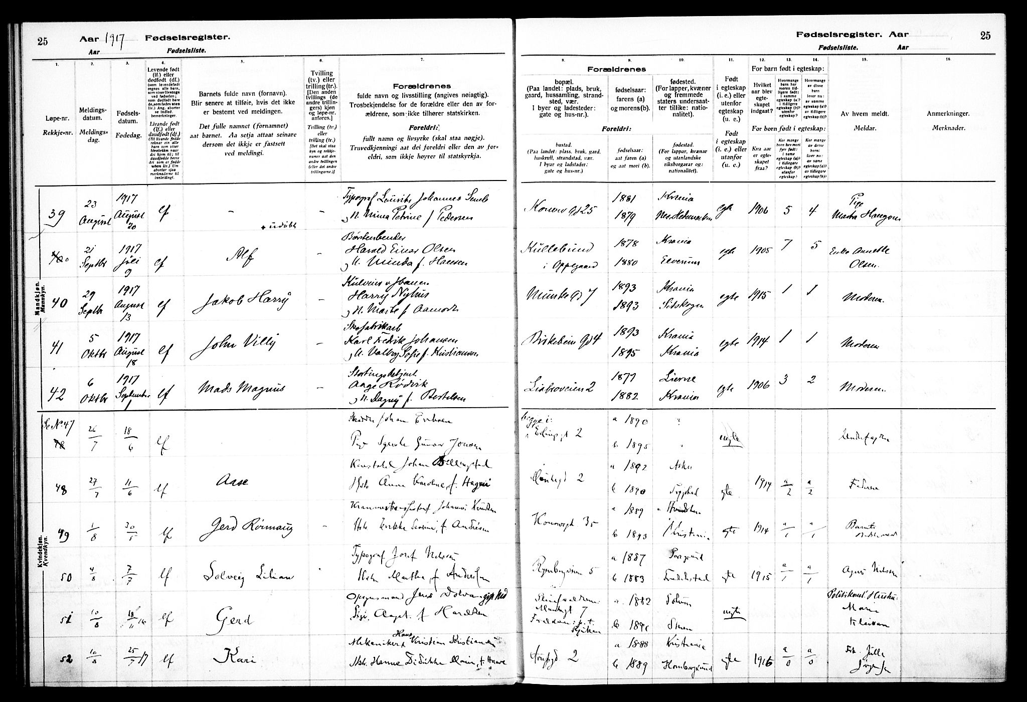 Gamlebyen prestekontor Kirkebøker, AV/SAO-A-10884/J/Ja/L0001: Birth register no. 1, 1916-1936, p. 25