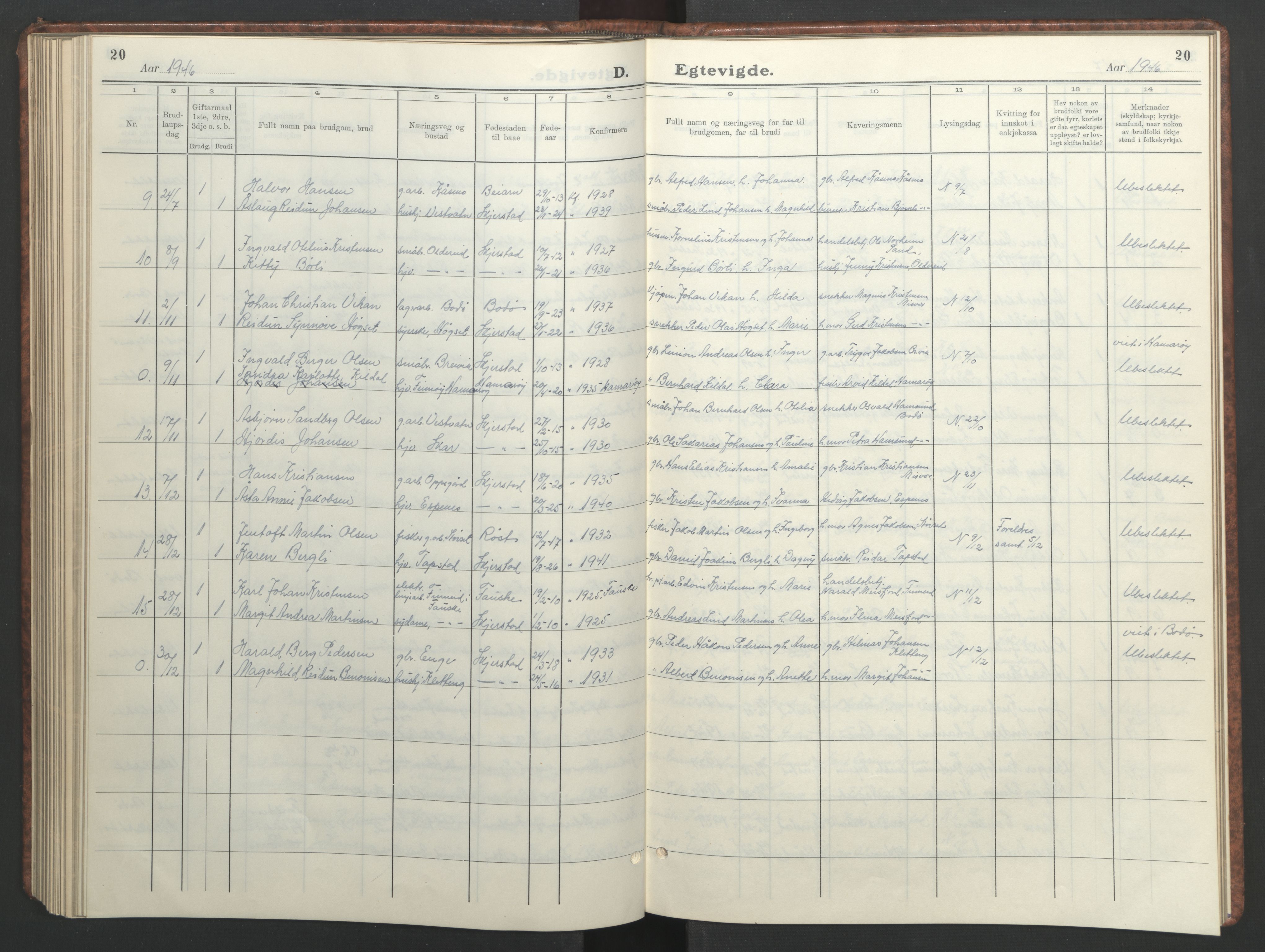 Ministerialprotokoller, klokkerbøker og fødselsregistre - Nordland, AV/SAT-A-1459/852/L0758: Parish register (copy) no. 852C09, 1935-1952, p. 20