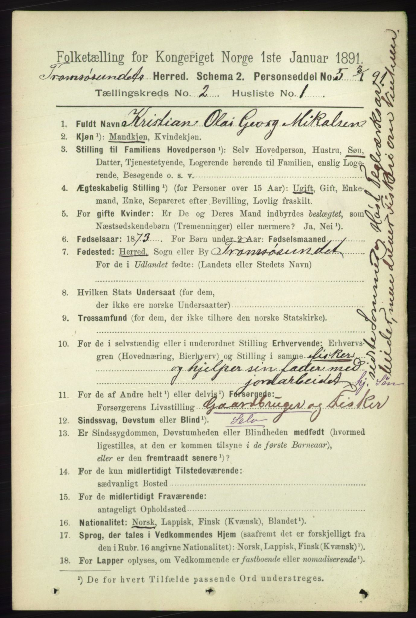 RA, 1891 census for 1934 Tromsøysund, 1891, p. 562