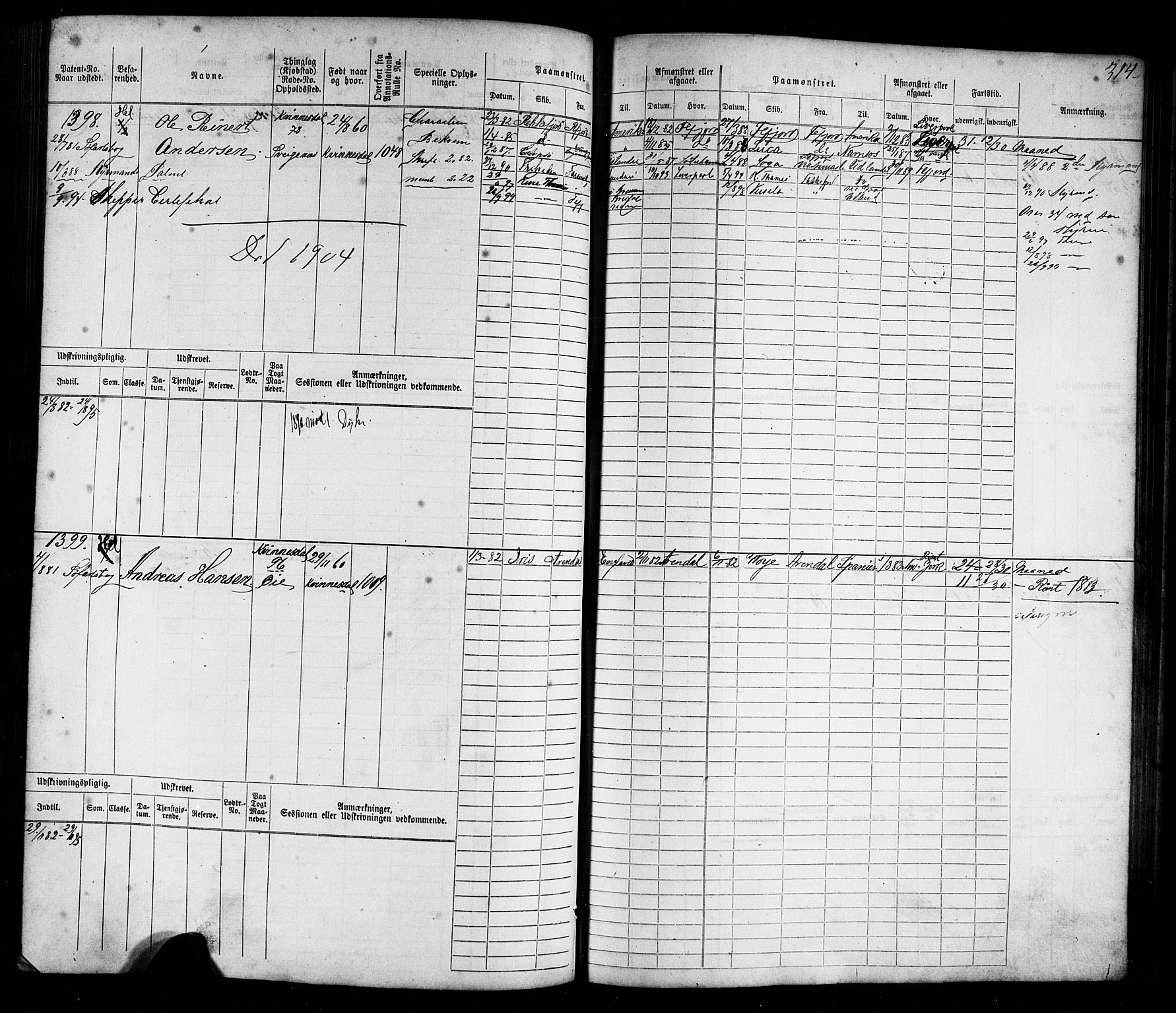 Flekkefjord mønstringskrets, AV/SAK-2031-0018/F/Fb/L0009: Hovedrulle nr 771-1533, Æ-6, 1868-1900, p. 341