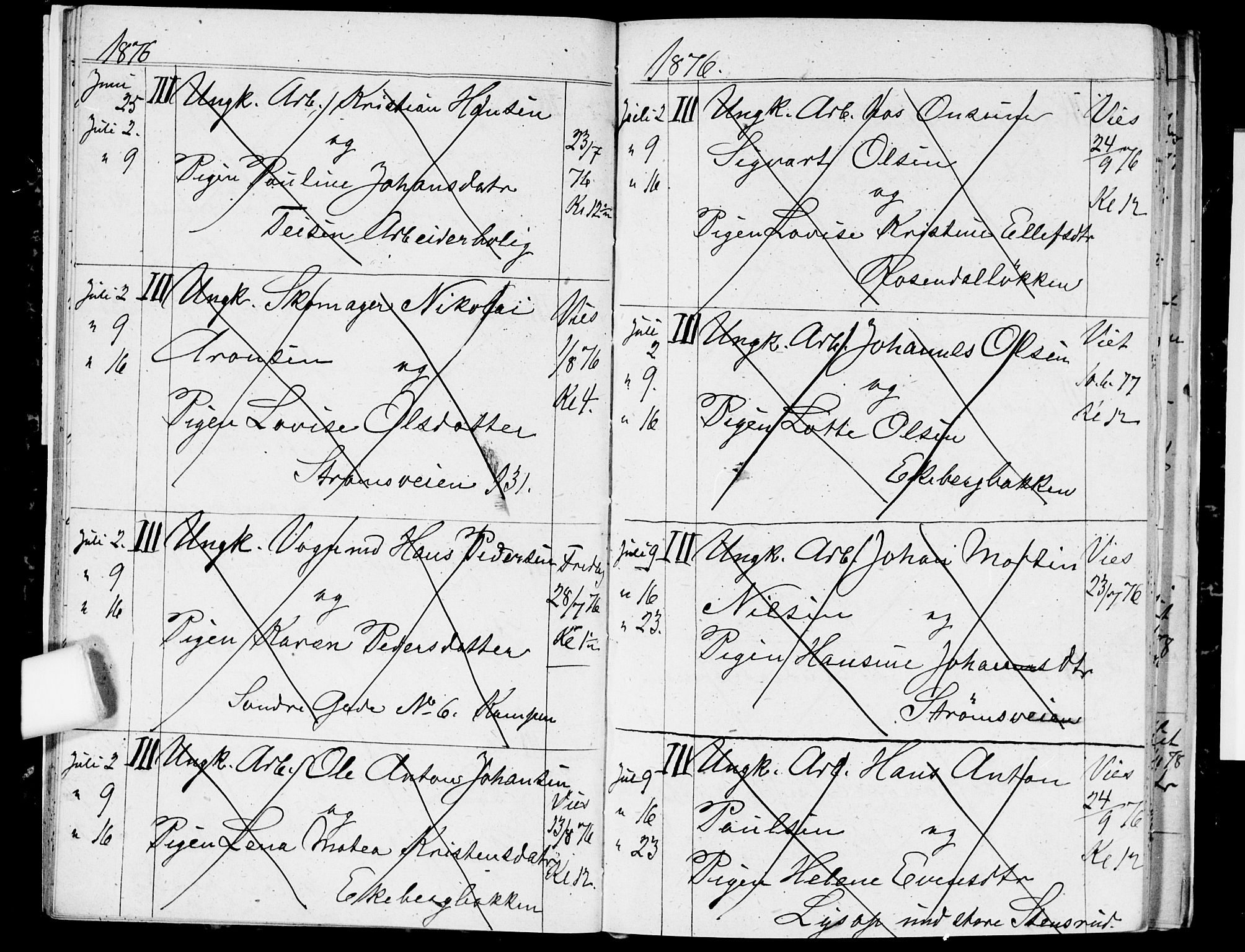 Østre Aker prestekontor Kirkebøker, AV/SAO-A-10840/H/Ha/L0003: Banns register no. I 3, 1873-1878