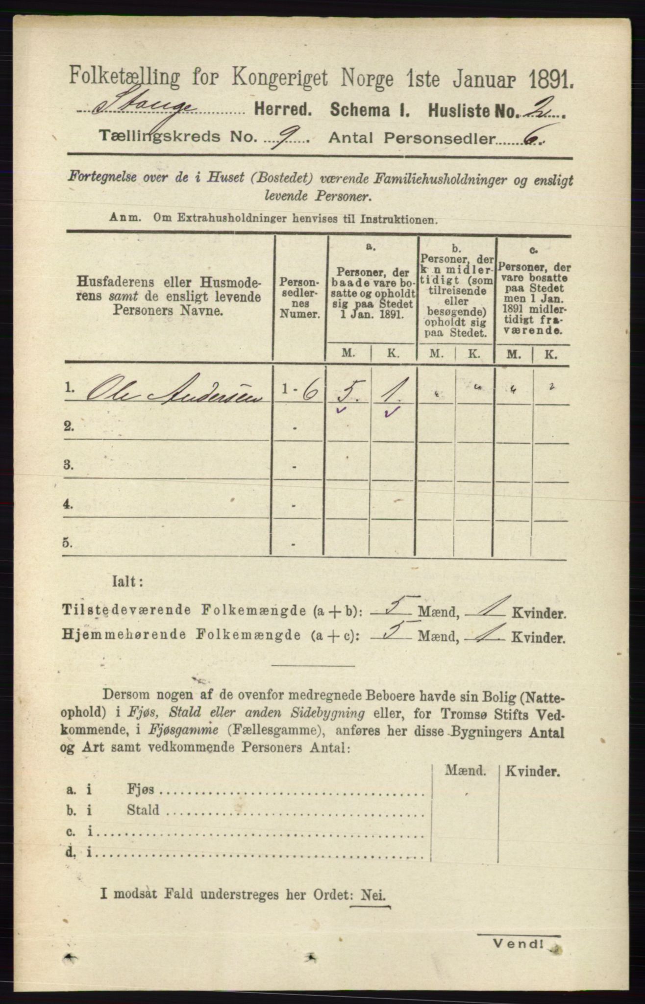 RA, 1891 census for 0417 Stange, 1891, p. 5933