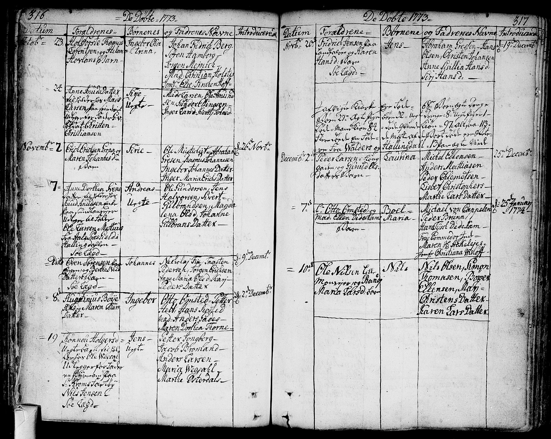 Bragernes kirkebøker, SAKO/A-6/F/Fa/L0005: Parish register (official) no. I 5, 1759-1781, p. 316-317