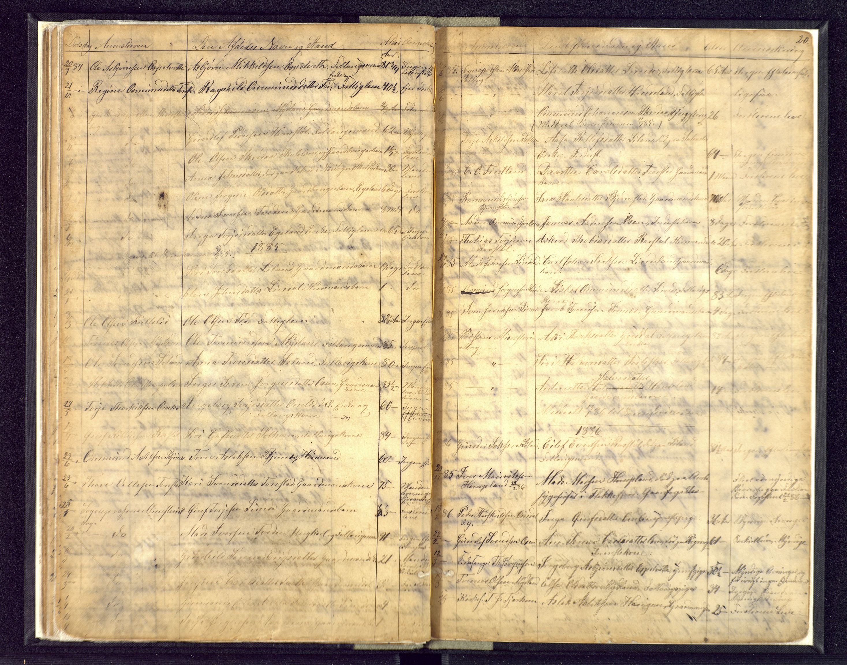 Flekkefjord sorenskriveri, AV/SAK-1221-0001/H/Ha/L0001/0005: Dødsfallsfortegnelser / Dødsfallsfortegnelse Tonstad og Lund (Rogaland), 1863-1889, p. 20