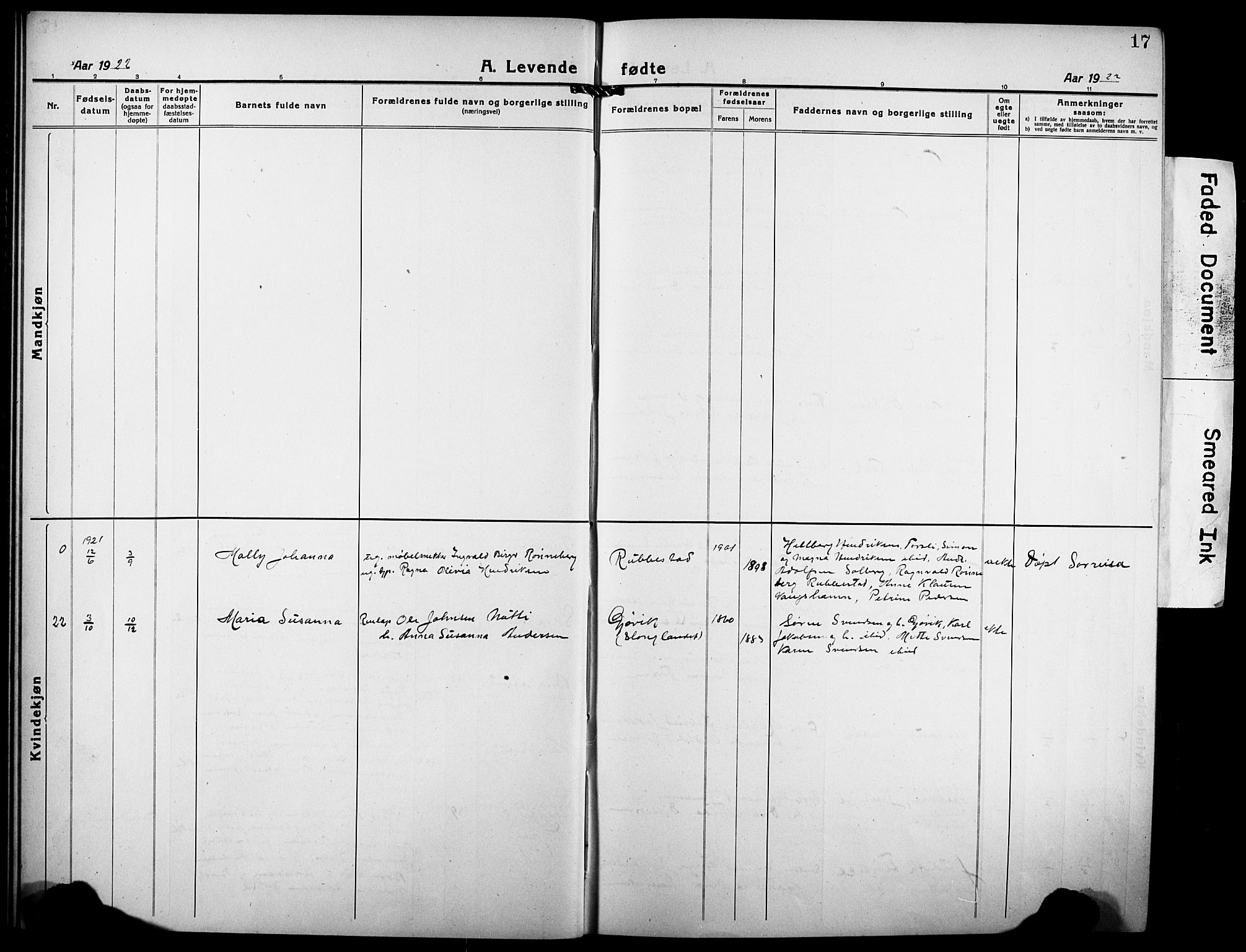 Tranøy sokneprestkontor, AV/SATØ-S-1313/I/Ia/Iab/L0006klokker: Parish register (copy) no. 6, 1919-1932, p. 17