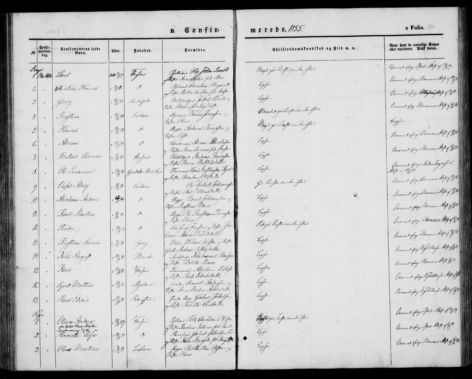 Farsund sokneprestkontor, AV/SAK-1111-0009/F/Fa/L0004: Parish register (official) no. A 4, 1847-1863, p. 86