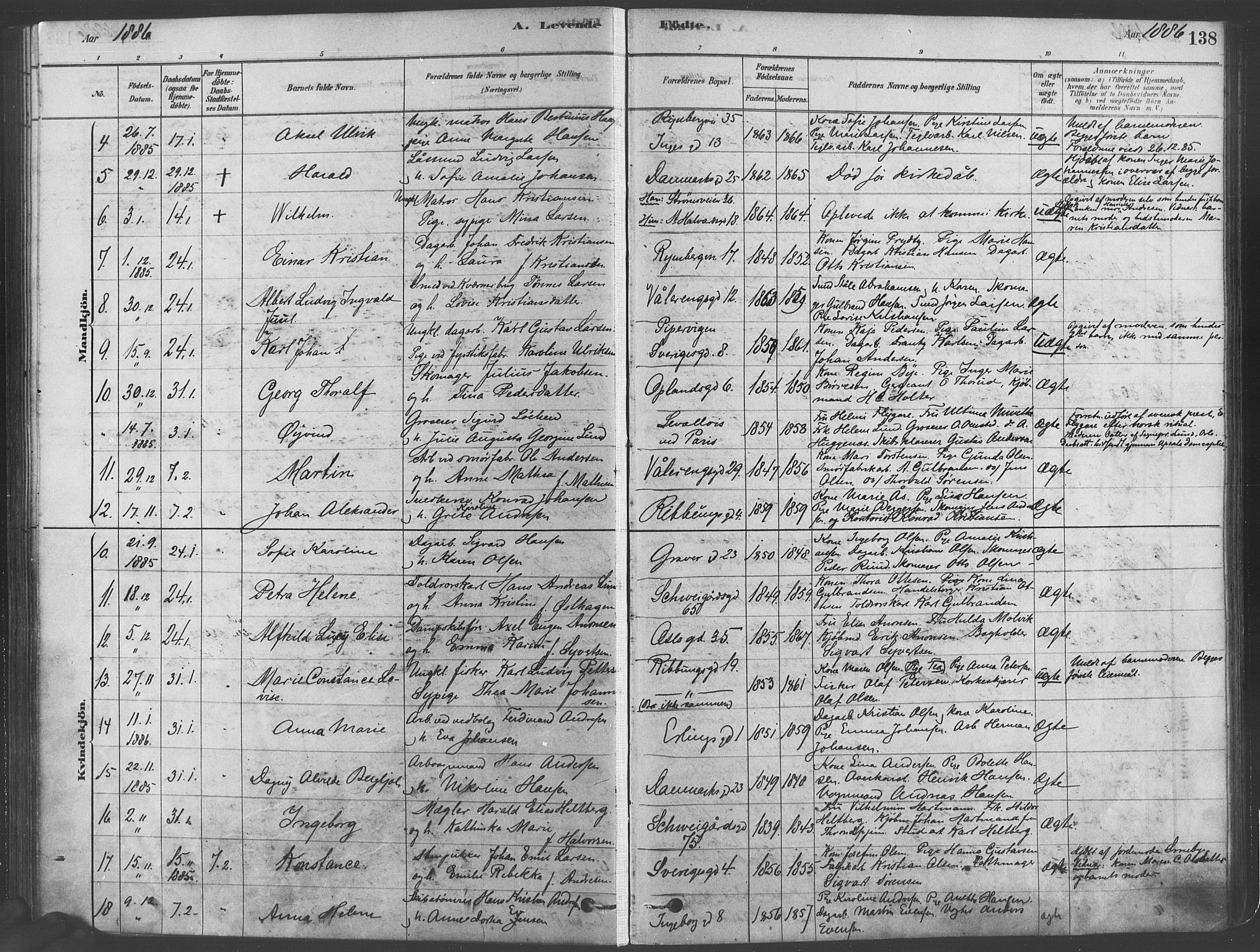 Gamlebyen prestekontor Kirkebøker, AV/SAO-A-10884/F/Fa/L0005: Parish register (official) no. 5, 1878-1889, p. 138