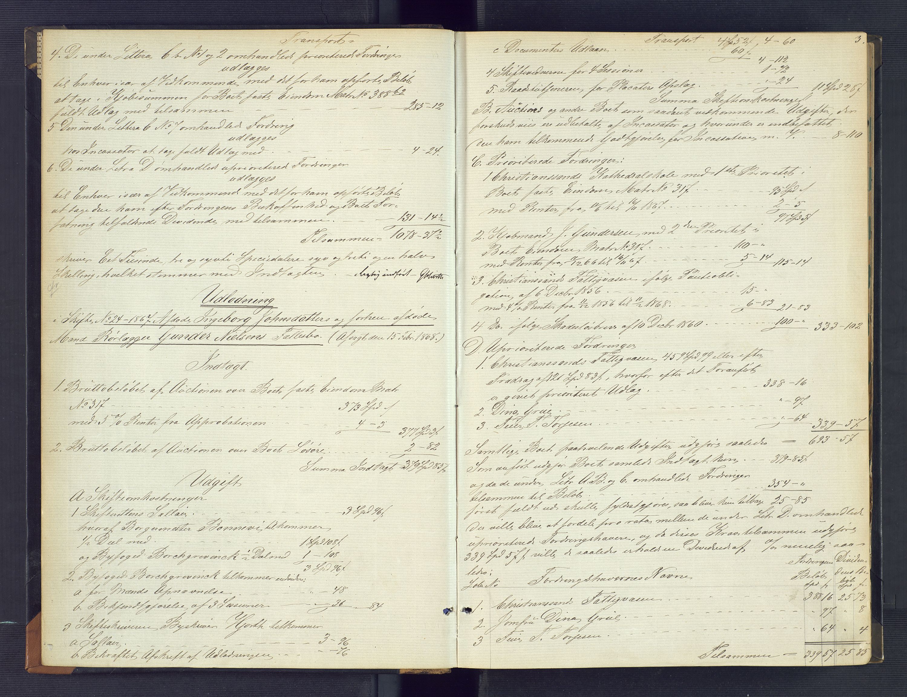 Kristiansand byrett, AV/SAK-1223-0001/H/Hc/L0055: Skifteutlodningsprotokoll nr. 1, med register, 1867-1877, p. 3
