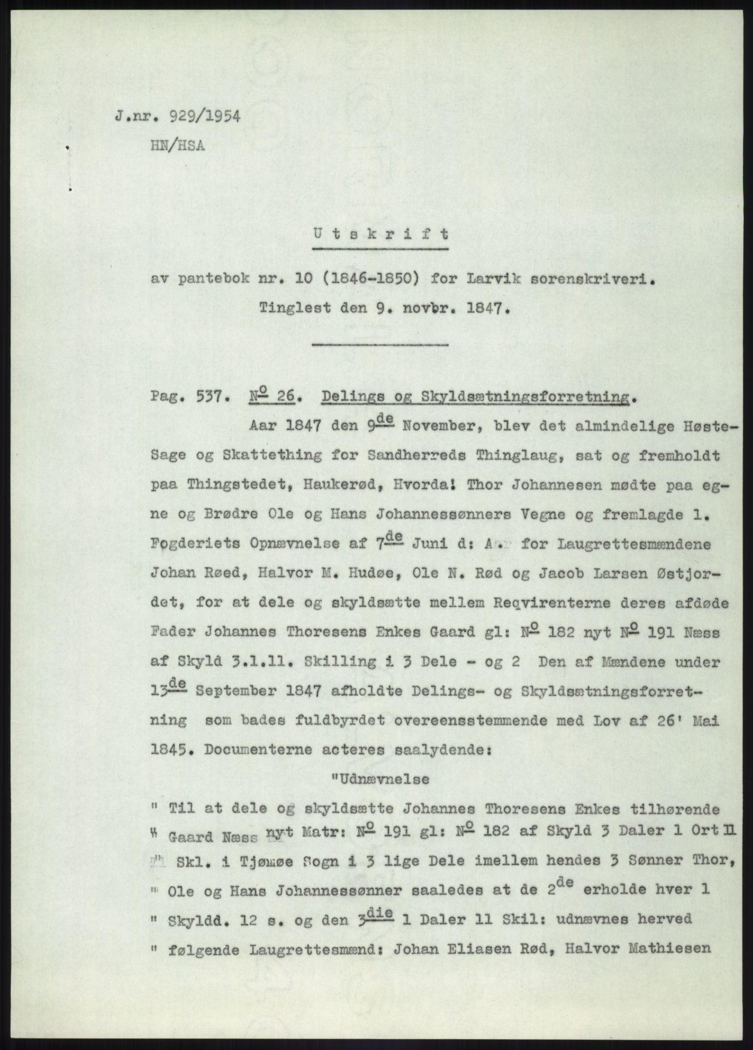 Statsarkivet i Kongsberg, SAKO/A-0001, 1944-1954, p. 488