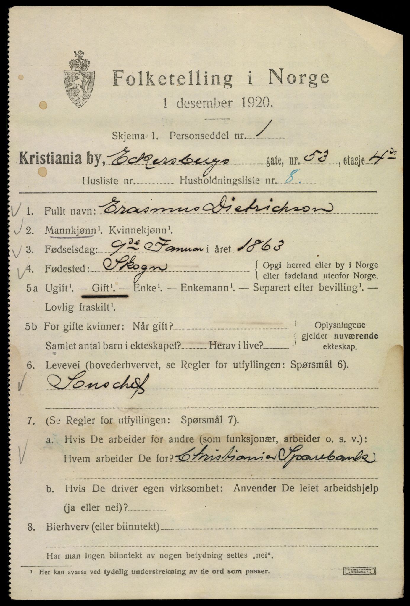 SAO, 1920 census for Kristiania, 1920, p. 209527