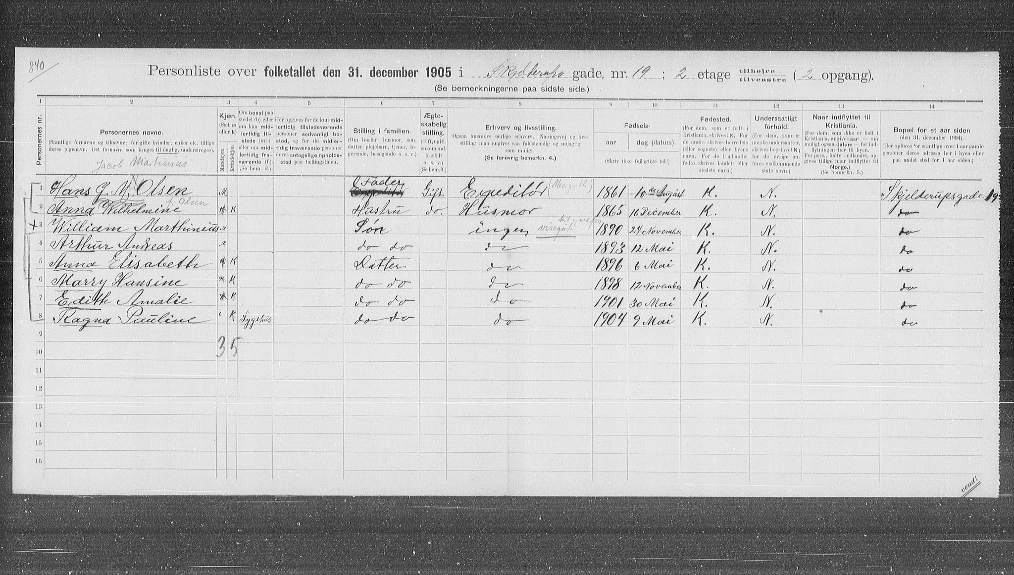 OBA, Municipal Census 1905 for Kristiania, 1905, p. 49879